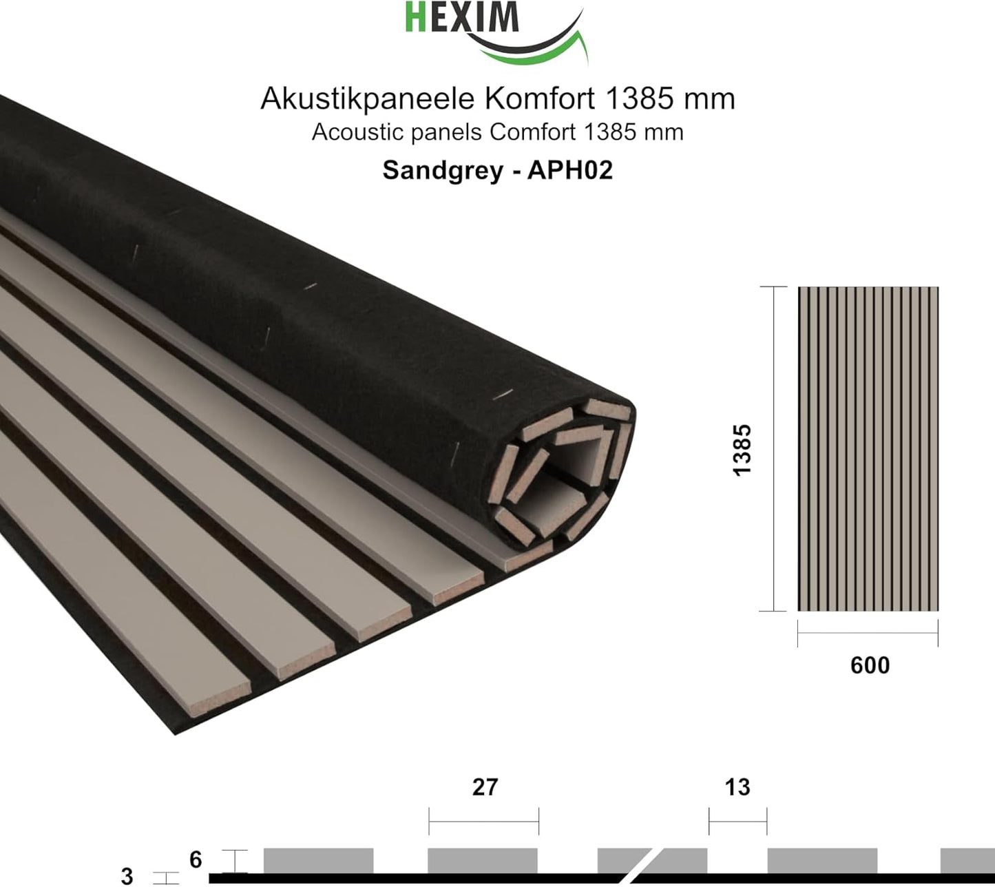 Akustikpaneele Schalldämmung 0.83m², Sandgrey 0.6W x 1.4L m