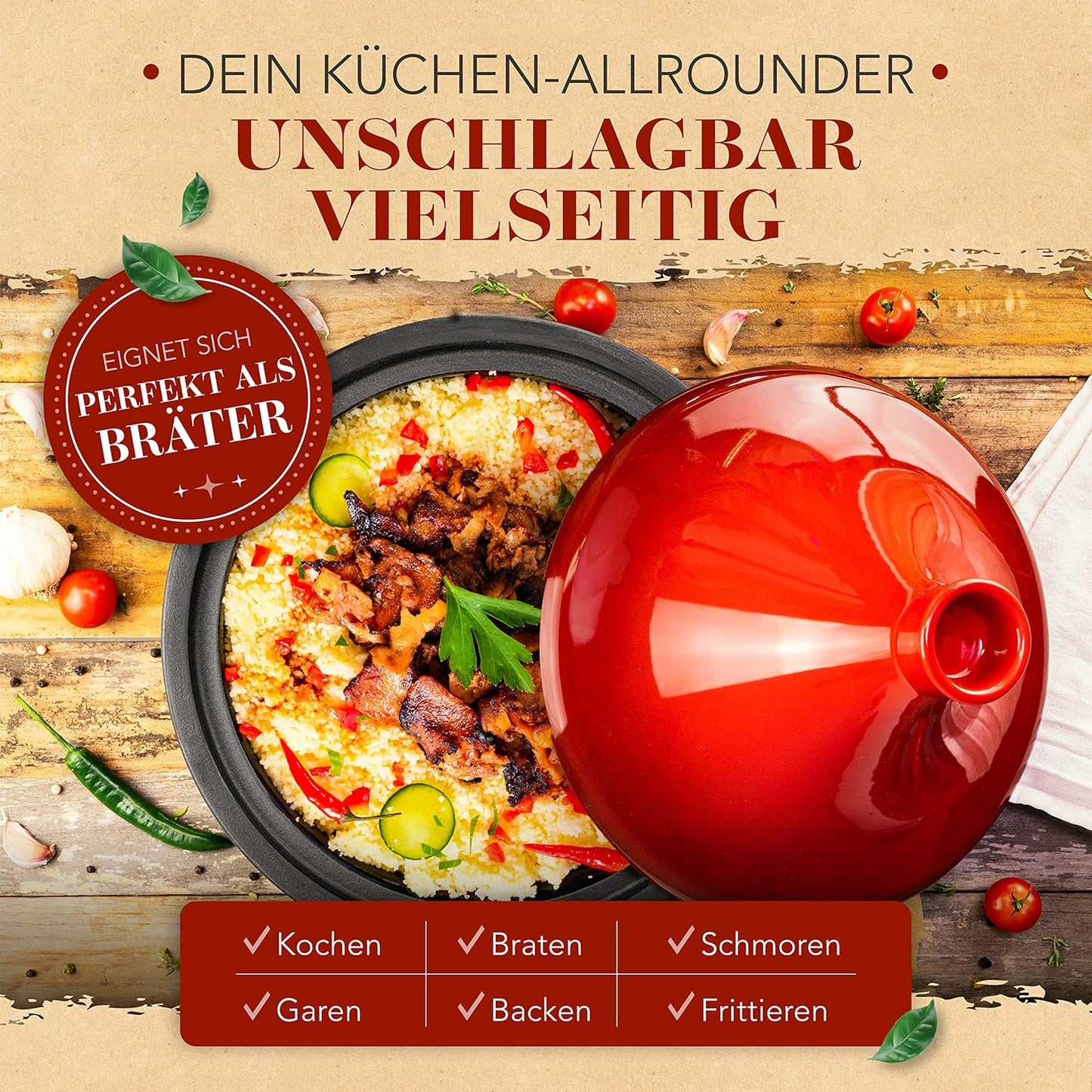 Tajine-Topf aus Gusseisen für 2-4 Personen