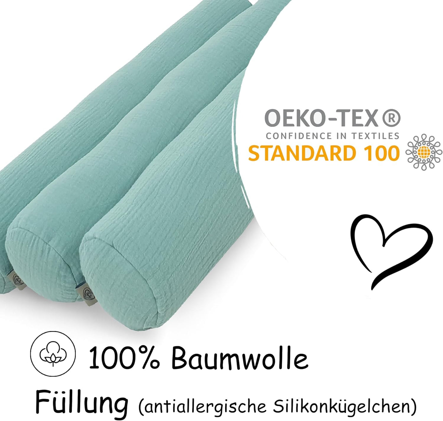 Kissenrollen Set, 10 x 60 cm Smaragd