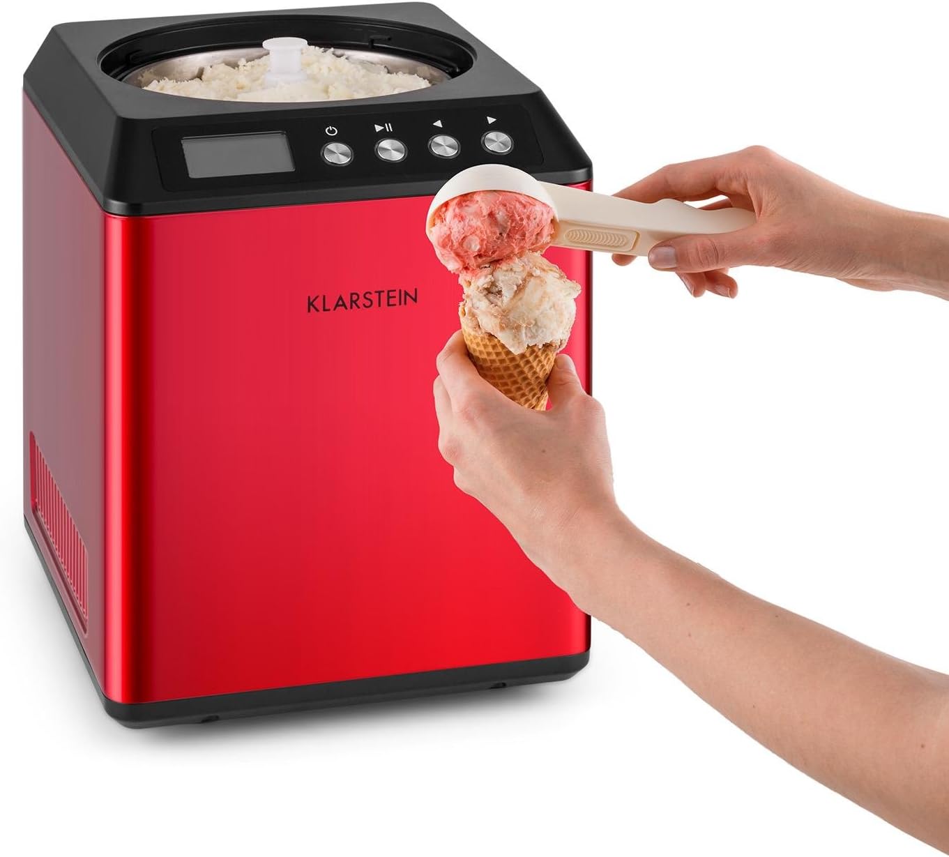 Vanilla Sky Eismaschine mit Timer und LED-Display, 2 L, Rot