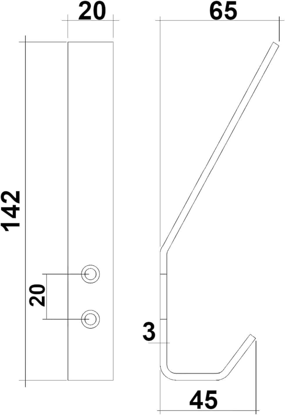 10 Stück Kleiderhaken, 10 x Haken gross Edelstahl Schwarz Matt
