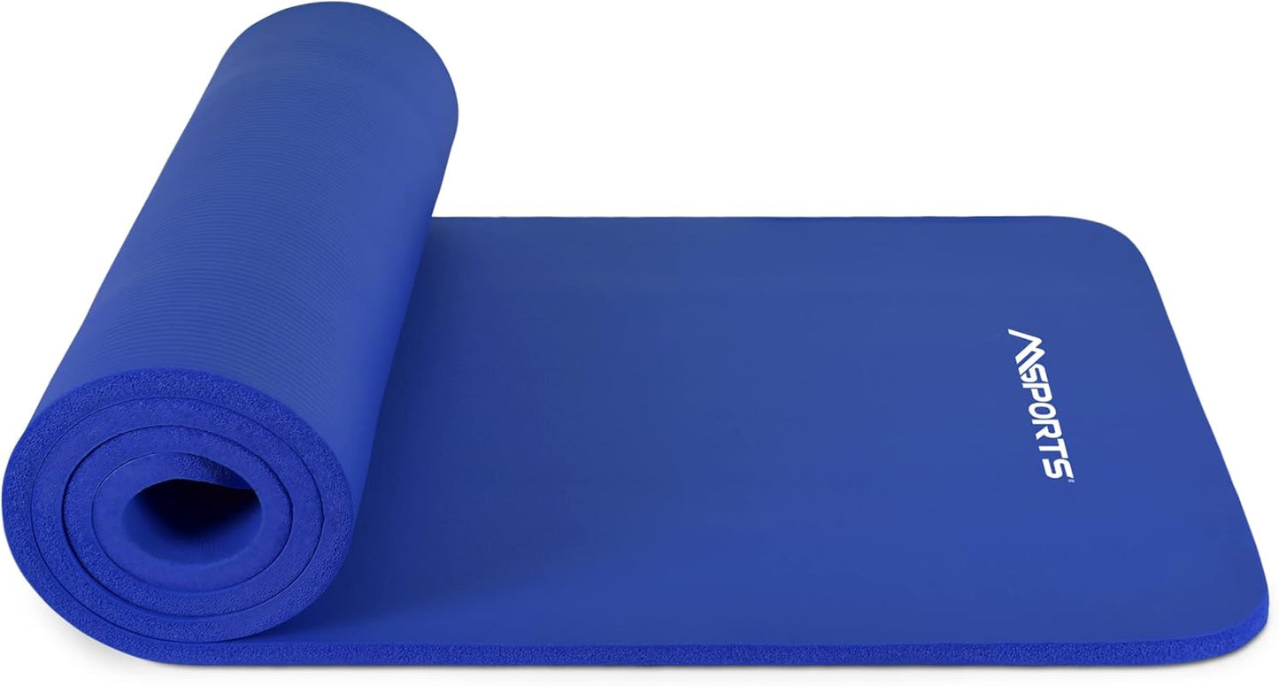 Gymnastikmatte mit Übungsposter und Tragegurten, Königsblau 183 x 61 x 1,5 cm