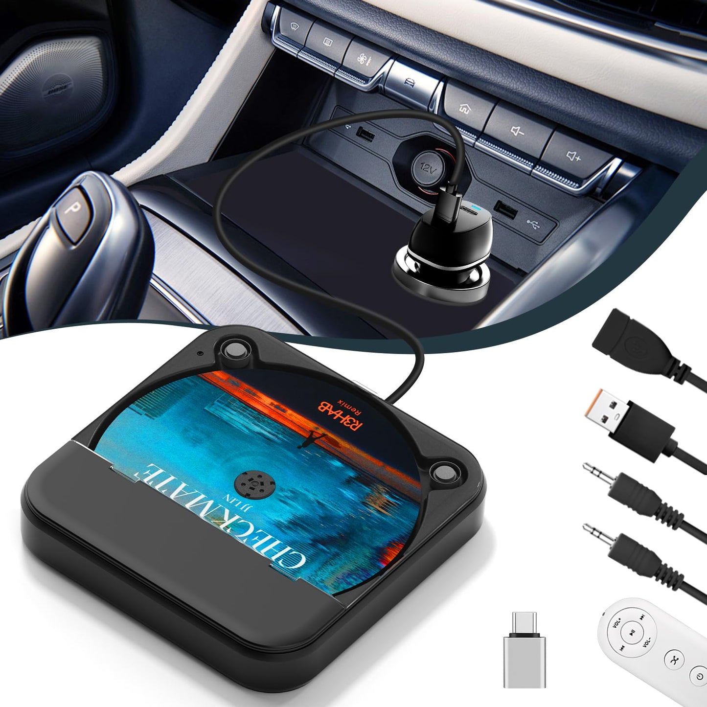 Externer Auto CD-Player mit USB/AUX-Anschluss