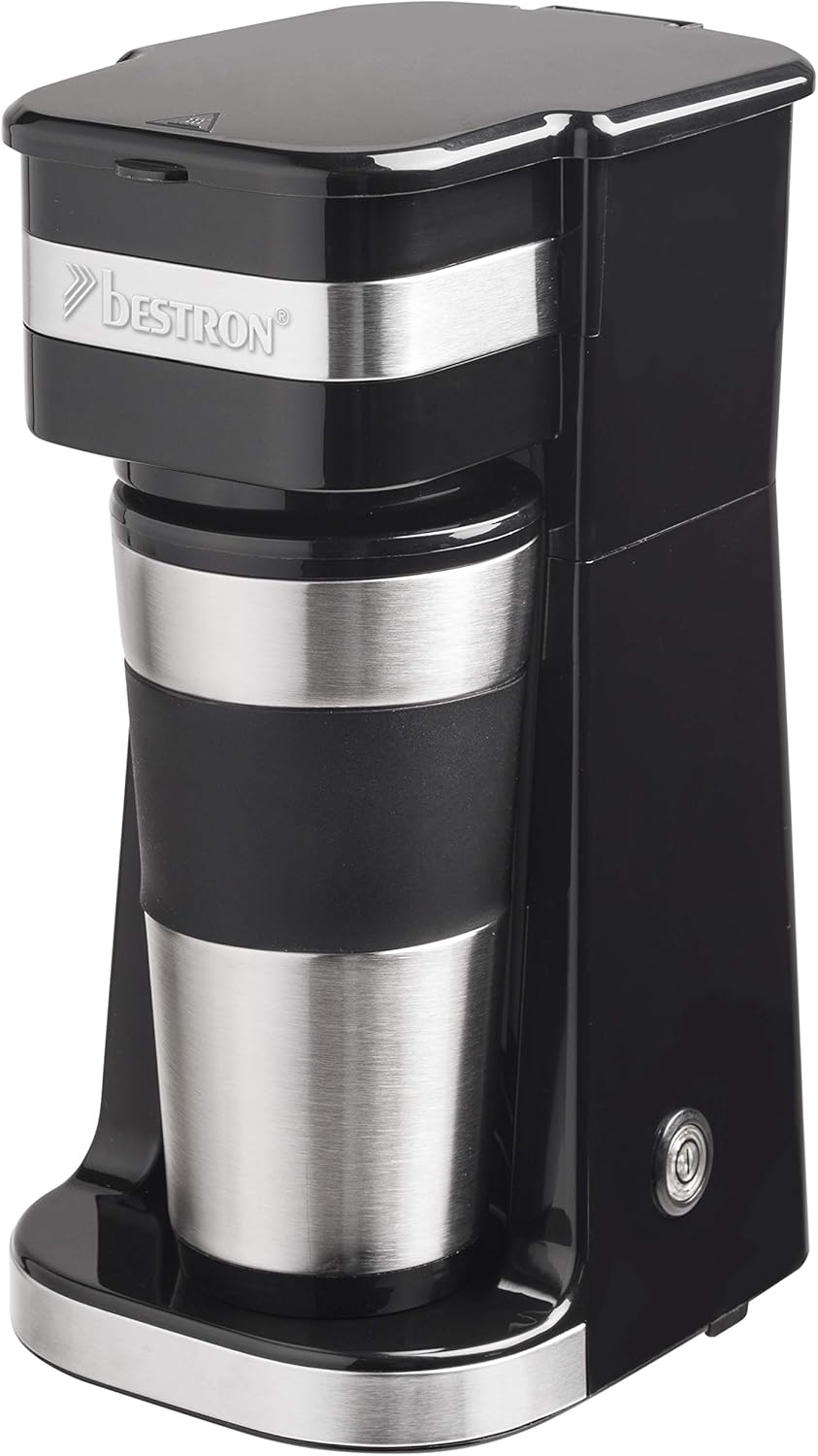Camping-Kaffeemaschine mit Isolierbecher, Schwarz|Single