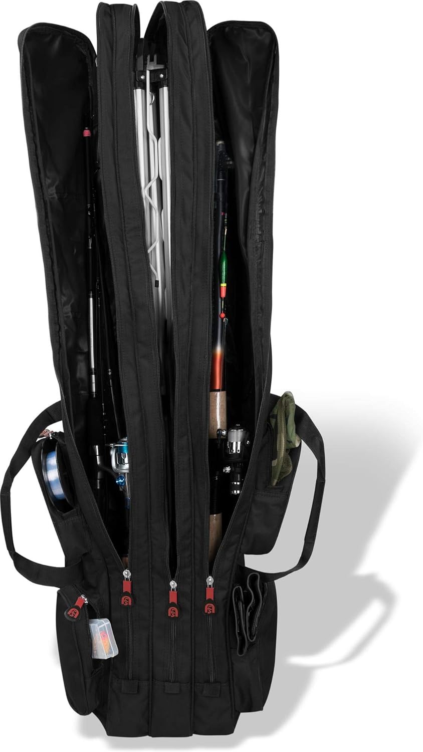 Rutentasche Rod Case mit 3 Ruten-Fächern, Dunkelschwarz 3 Innenfächer 190 cm