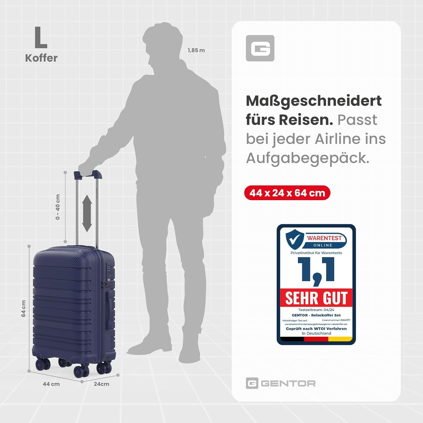 Hartschalen-Reisekoffer, L Navy Blau