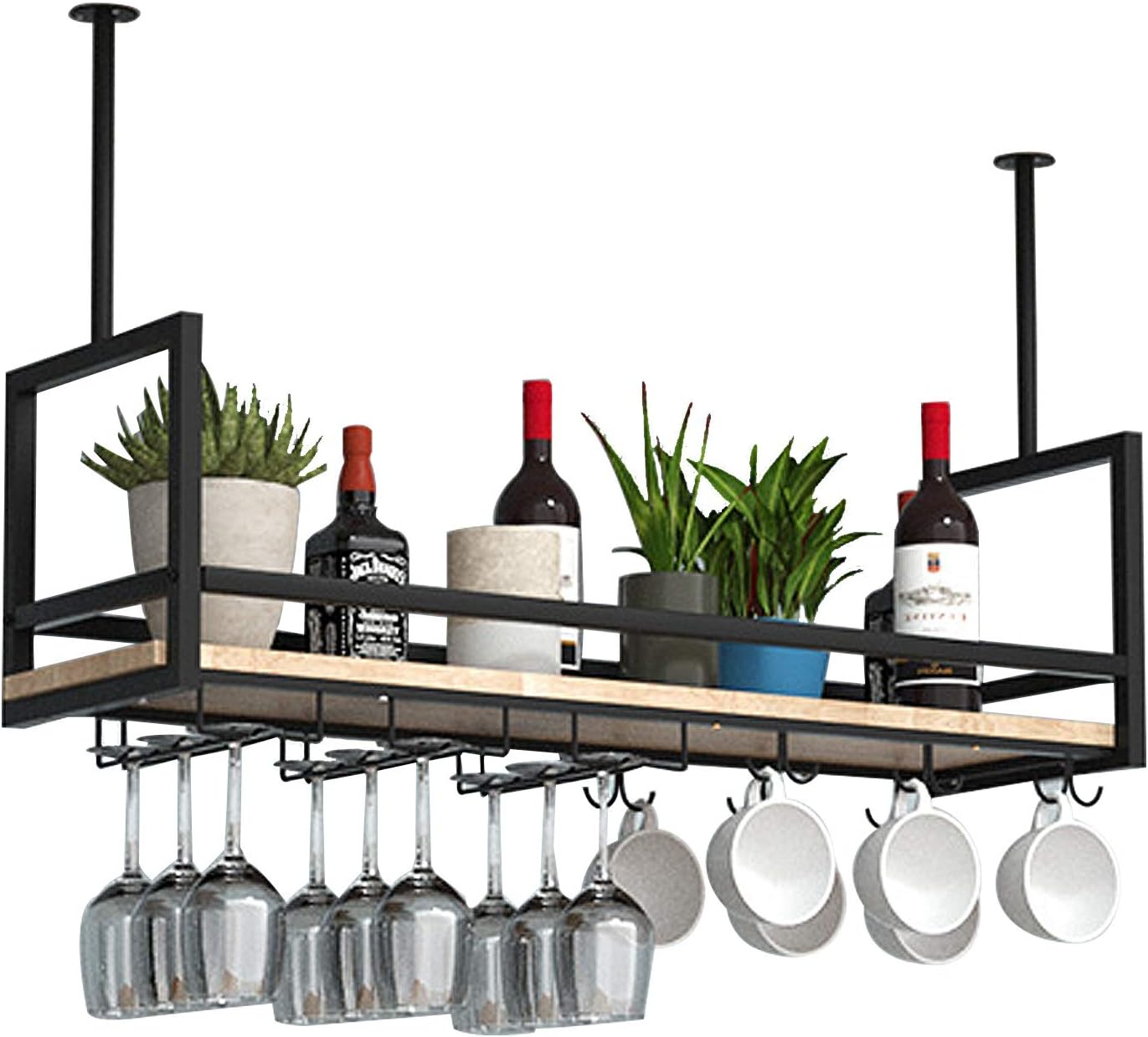 Industrielles Hängeregalsystem für Weinflaschen und Gläser, 100*30*60cm