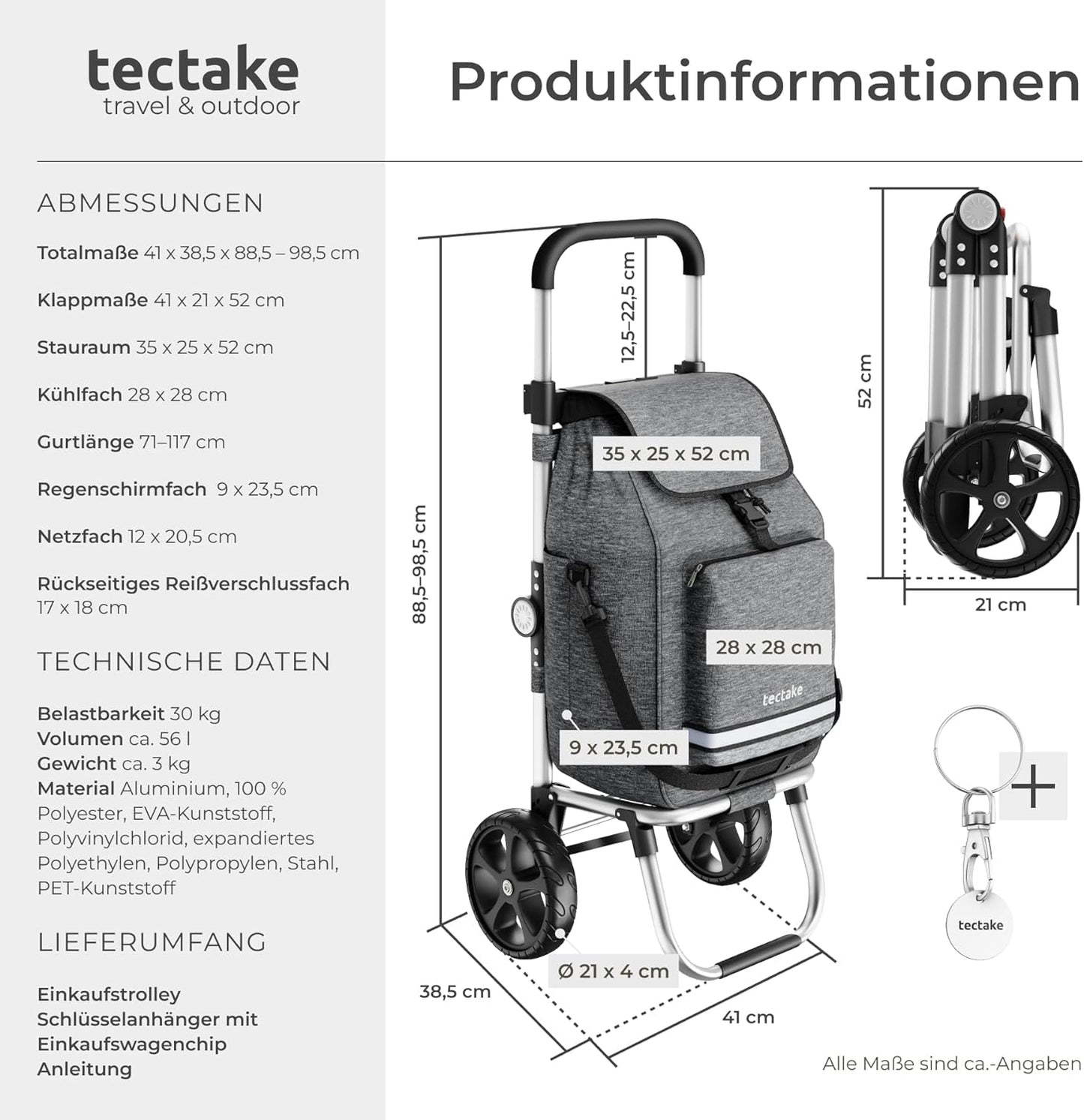 Einkaufstrolley 3-in-1, Grau