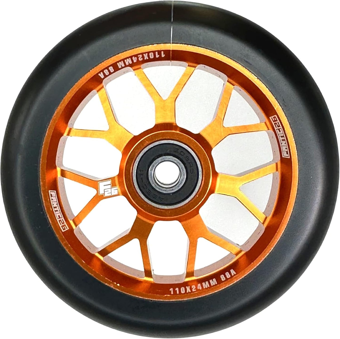 Stunt Scooter Rolle 110mm ABEC 11 Freestyle, Orange/Pu Schwarz
