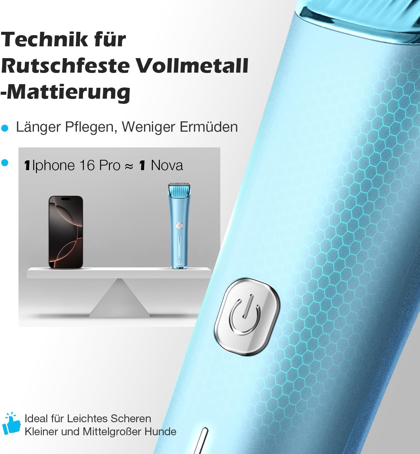 Profi Hundeschermaschine Nova mit 5in1 Klinge, Blau