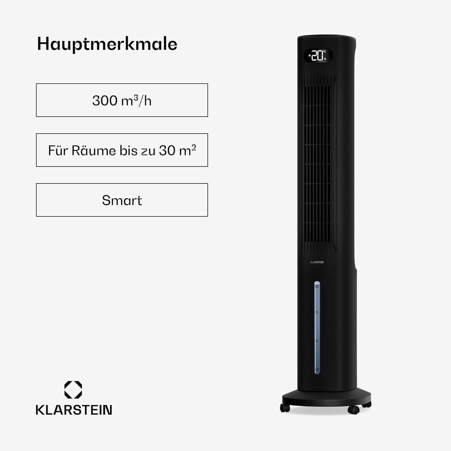 Luftkühler mit Wasserkühlung und Ionisator, Schwarz