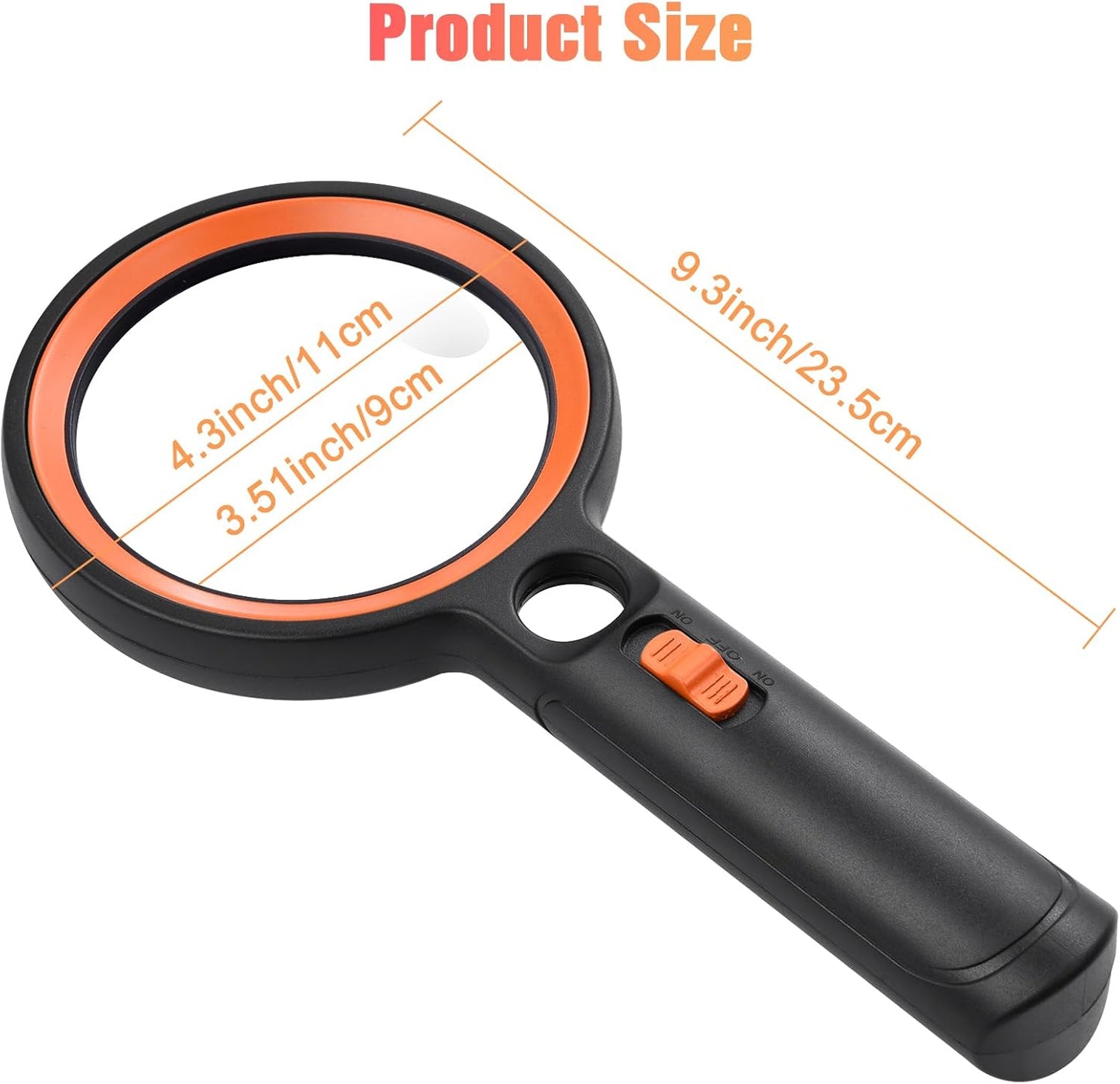 Leselupe mit LED-Beleuchtung, 30X-60X Vergrösserung, 30led - Schwarz Orange