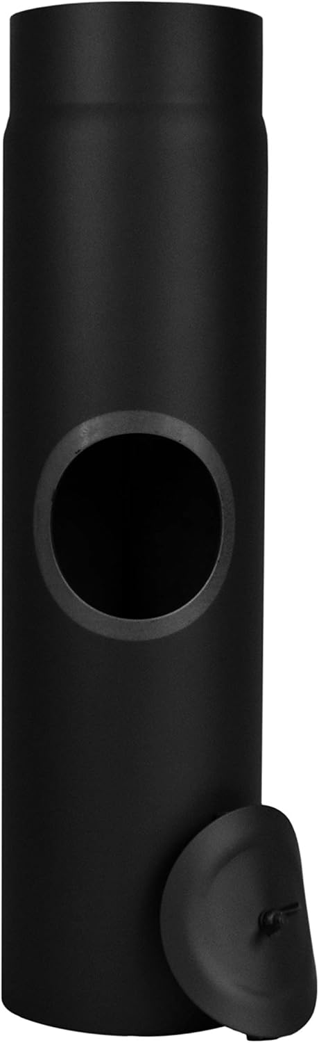 Ofenrohr 500 mm mit Reinigungstür DN 150, Rohr 500 mm mit Tür Schwarz-metallic