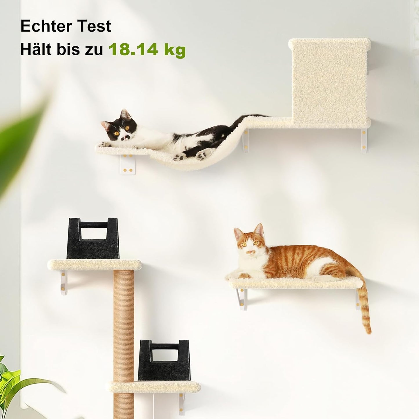 10-teiliges Kletterwand-Set mit Hängematte, Beige