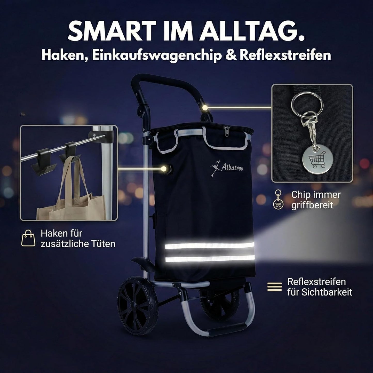 Einkaufstrolley mit Thermo-Innenbeutel, faltbar