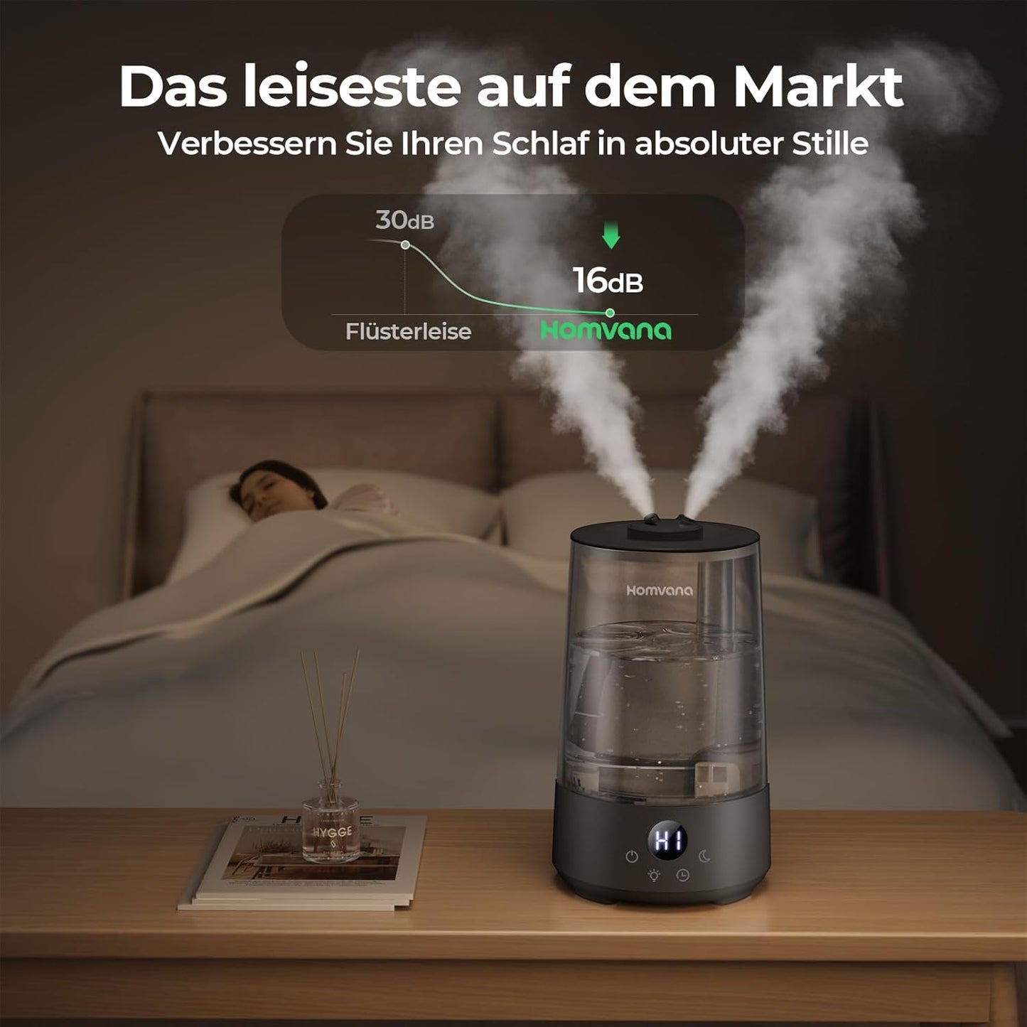 3-in-1 Luftbefeuchter 3.6L mit SilentSpray Tech, Schwarz