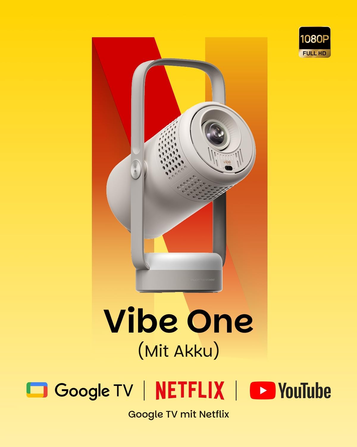 Vibe One Mini-Beamer mit Google TV, Cloud Ash