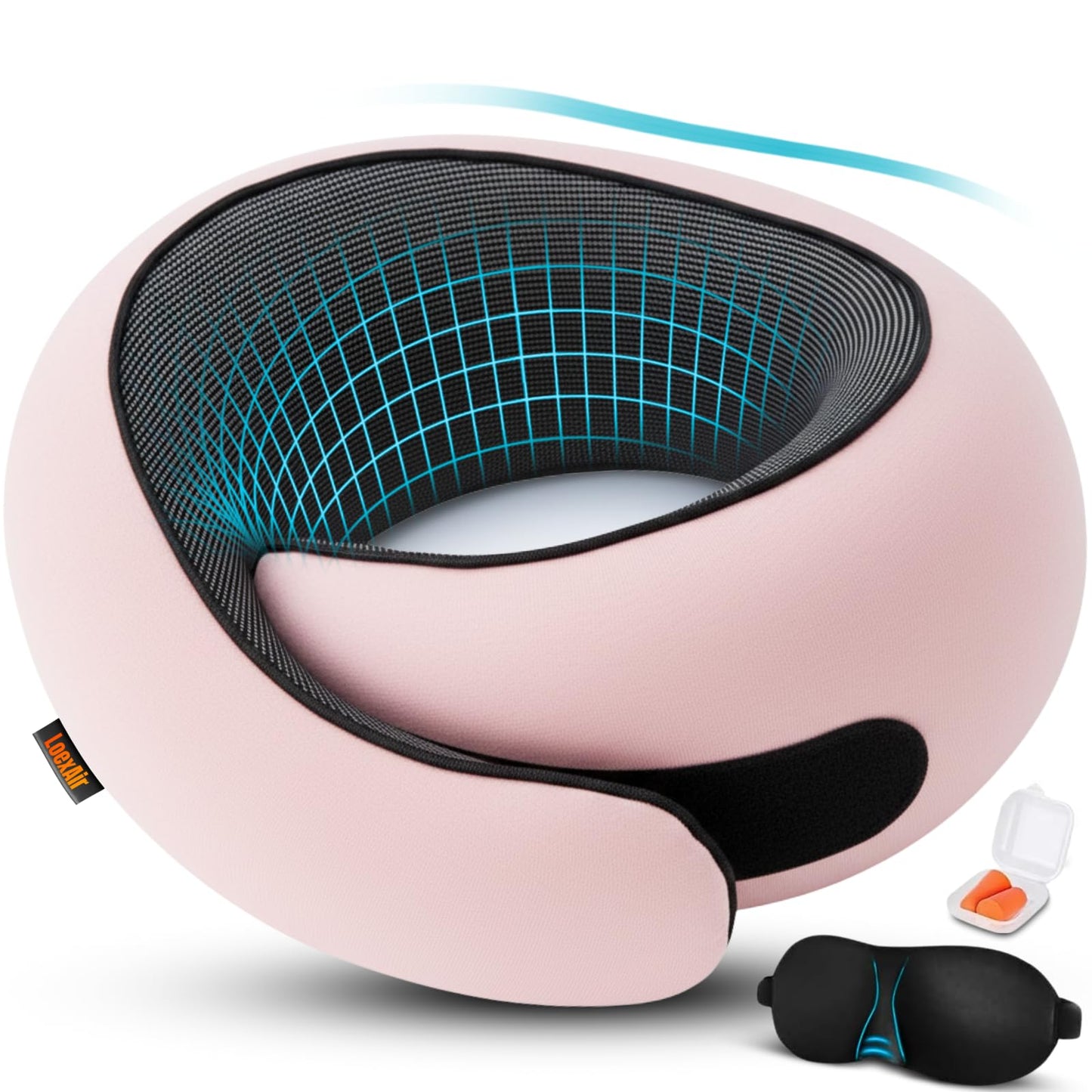 Reisekissen-Set mit Memory-Schaum und Zubehör, Sakura Pink Classic