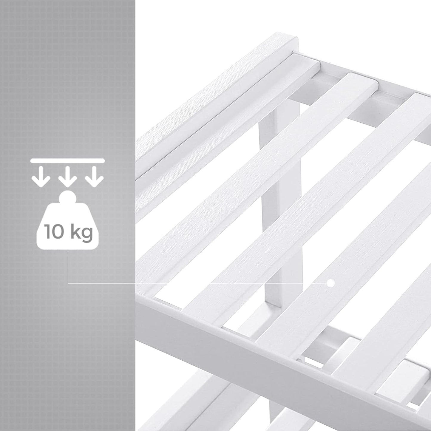 Bambus Schuhregal mit 3 Ebenen (26x70x55 cm), Weiss 3 Ebenen