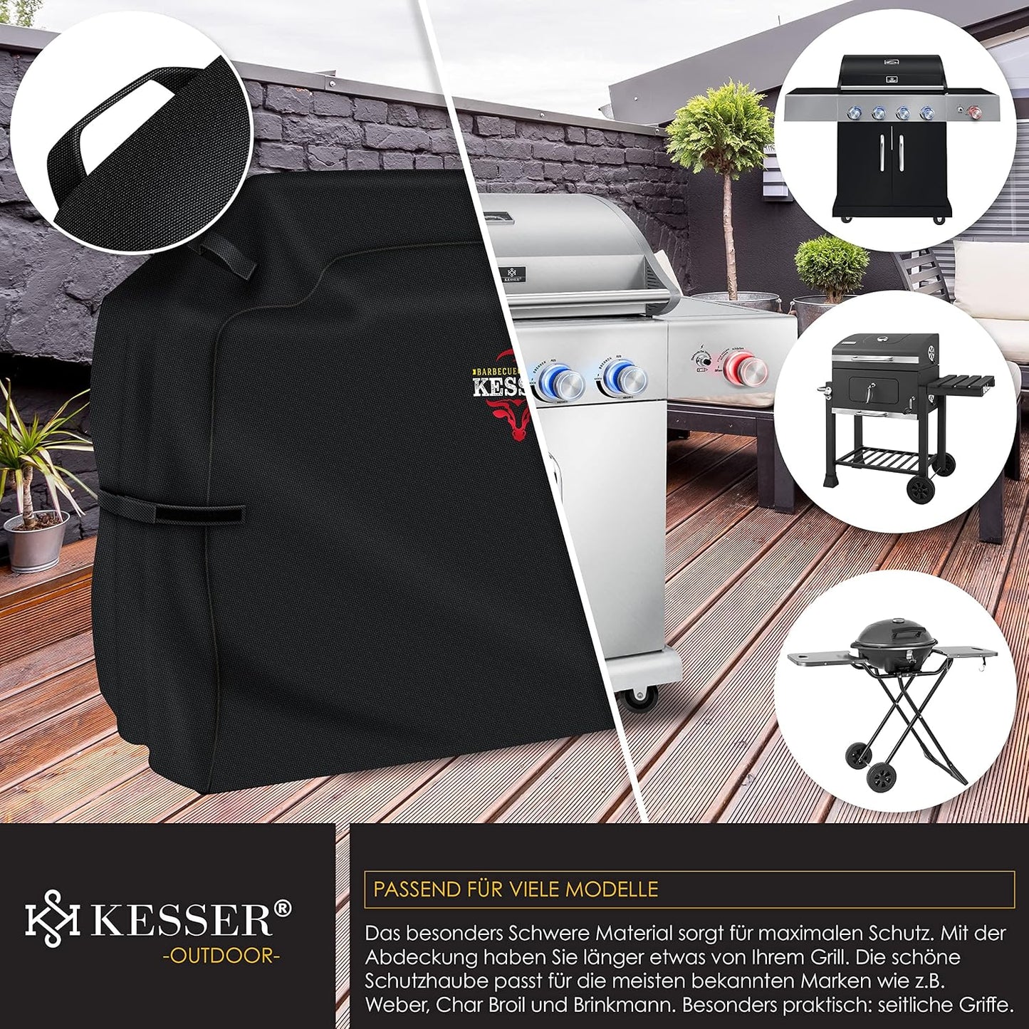 Wetterfeste Grillabdeckung, Schwarz 76 x 66 x 109 cm