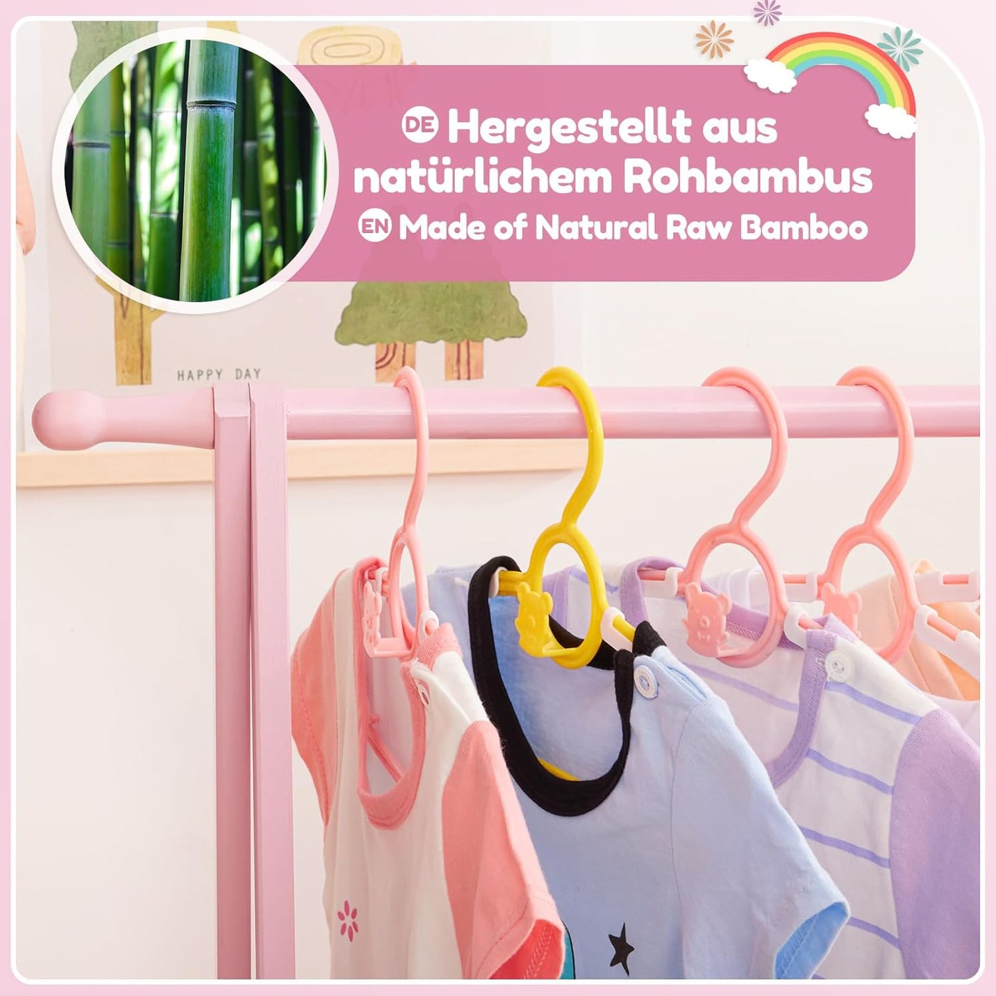 Kinderkleiderständer mit Aufbewahrungskiste, Rosa