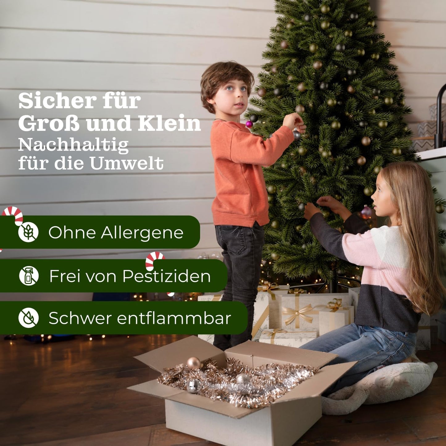 Naturgetreuer Tannenbaum mit Beleuchtung, 180 cm