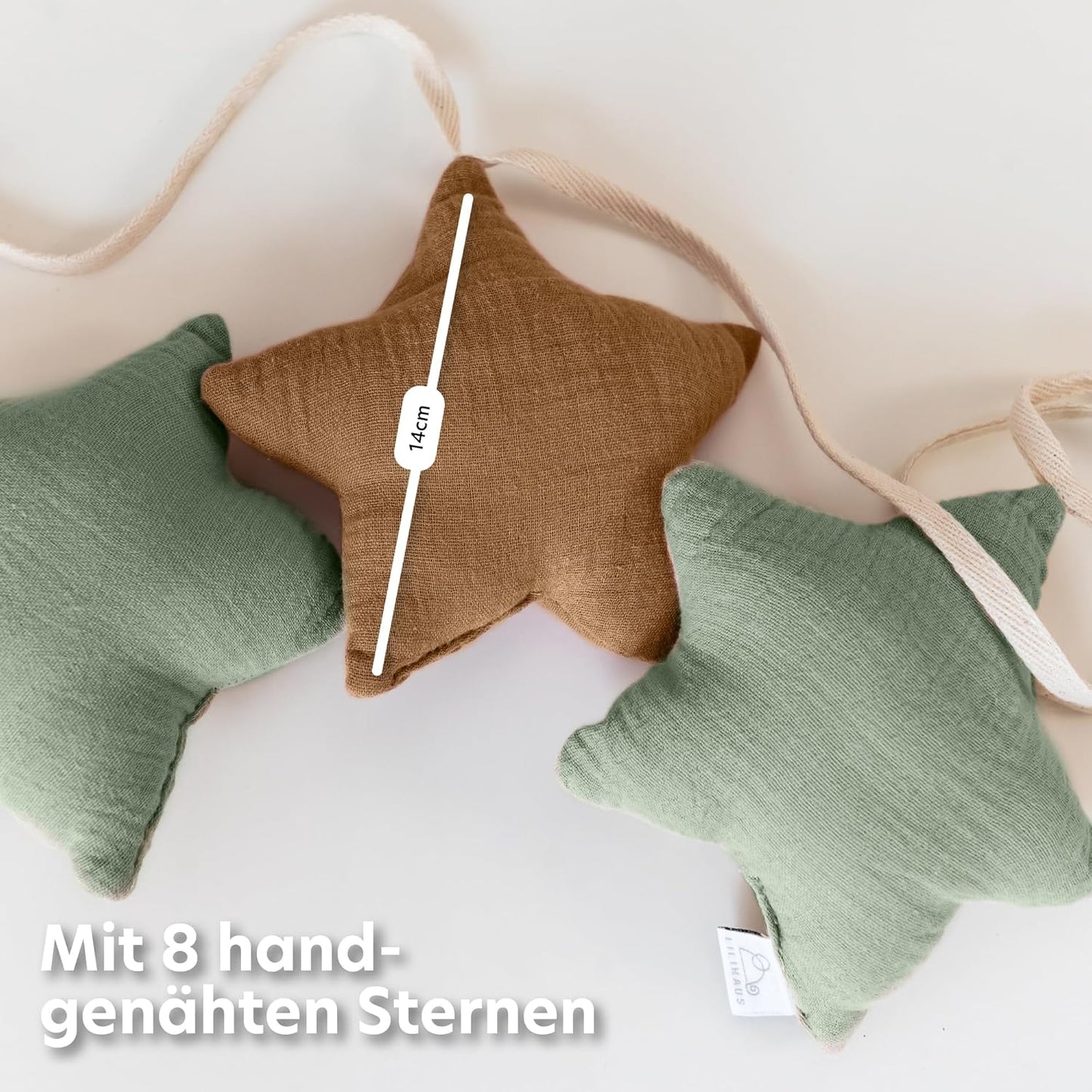 Sternenkette, Eukalyptus & Nougat Sterne ohne Goldapplikation