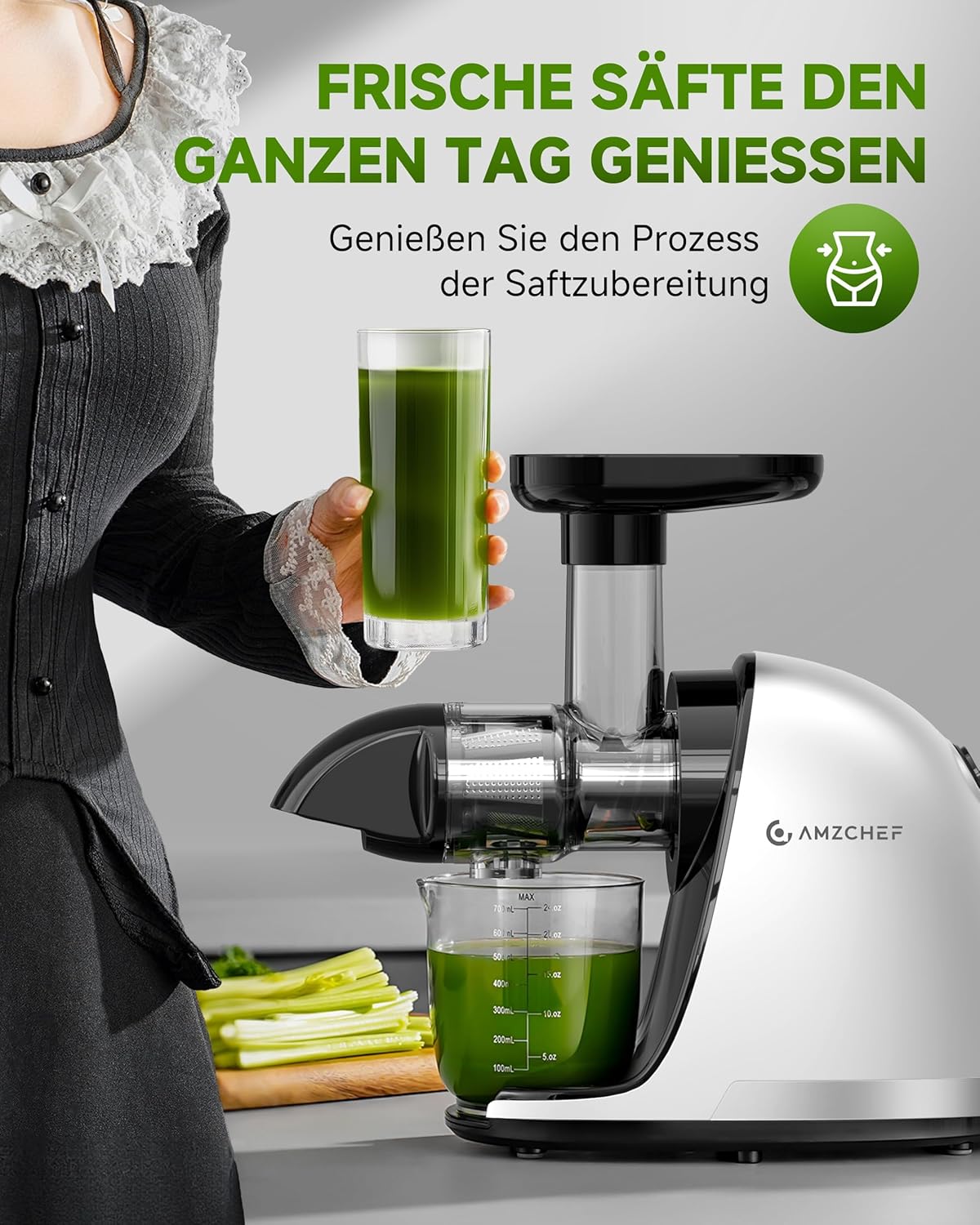 Slow Juicer Saftpresse, Weiß