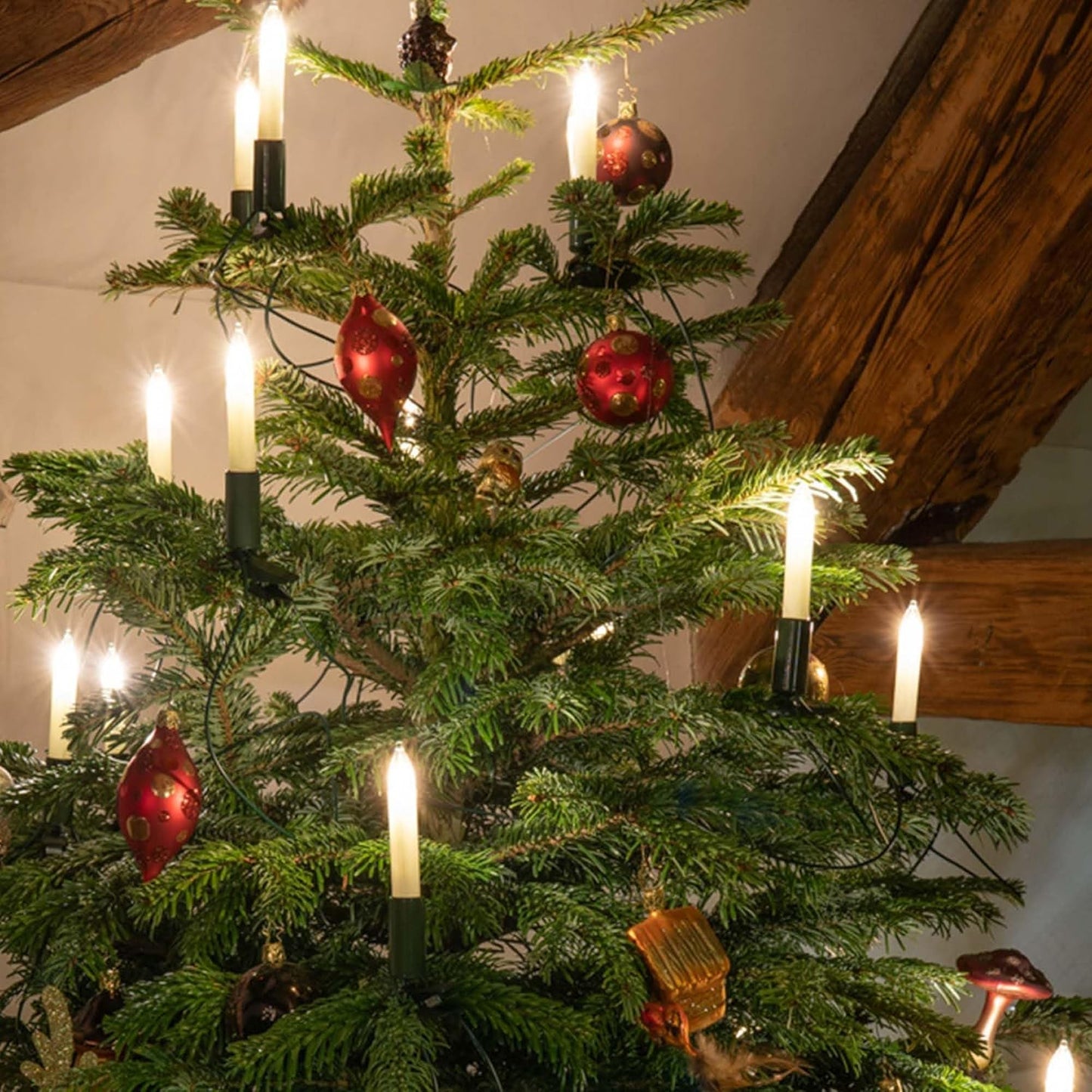 Weihnachtsbaum Lichterkette mit Clip, 15 Lichter, 15 Lichter / beleuchtet 9,8 m Elfenbein