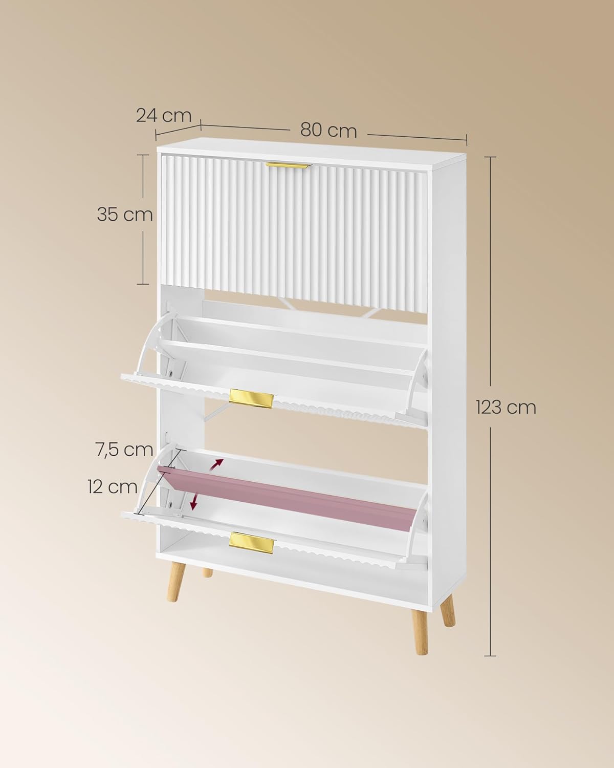 Schuhschrank mit 3 Klappen, Maxe Kollektion, HSC302WB02