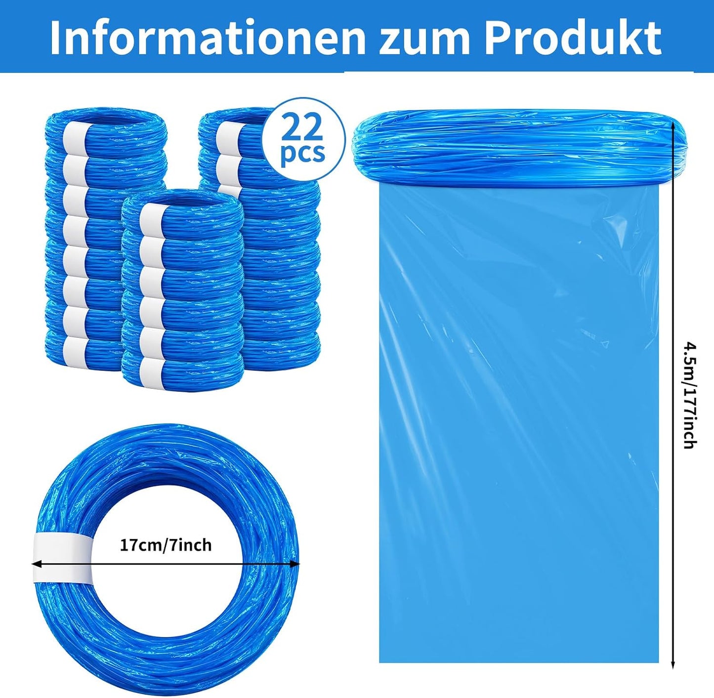22-teiliges Windeleimer Nachfüllkassetten-Set, Blau,22 Stück