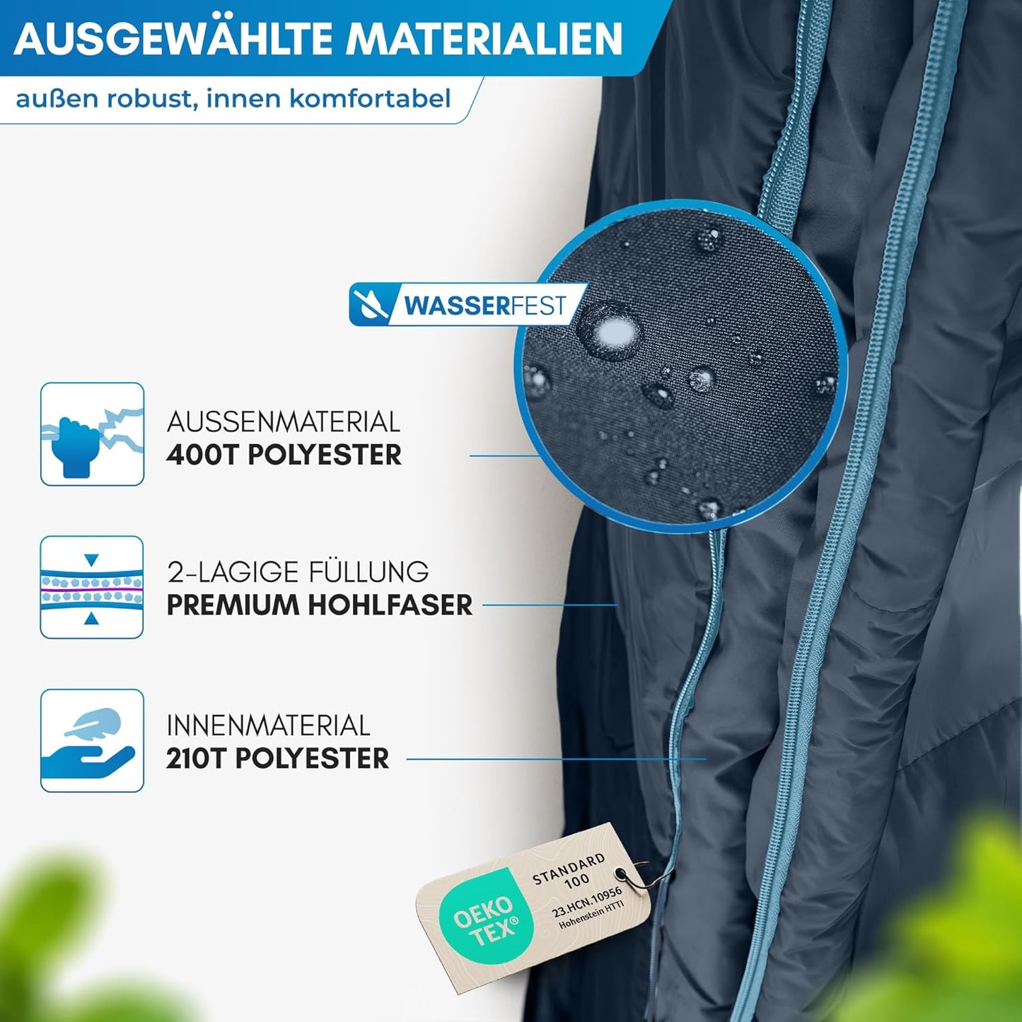 Deckenschlafsack für Camping und Festivals, Marine