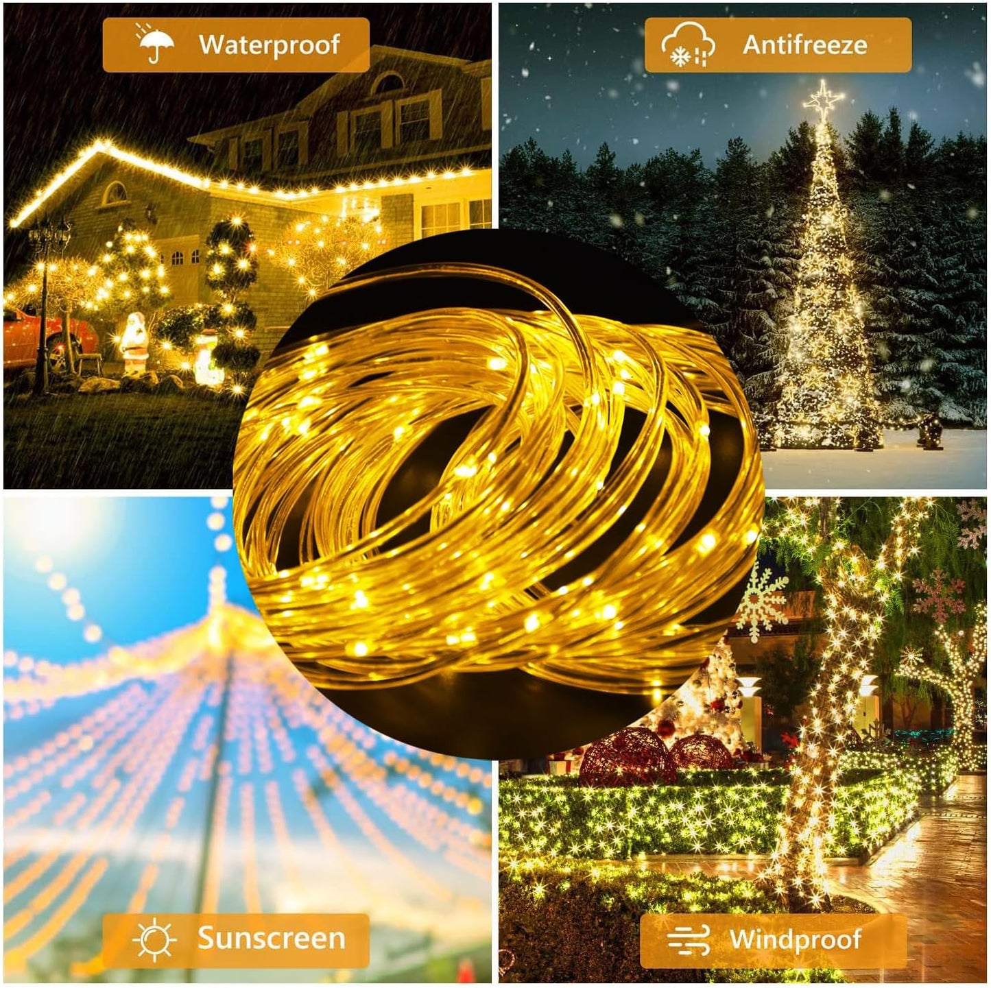 Lichterschlauch mit Fernbedienung & Timer, Warmweiß 10M 100LEDs Stecker