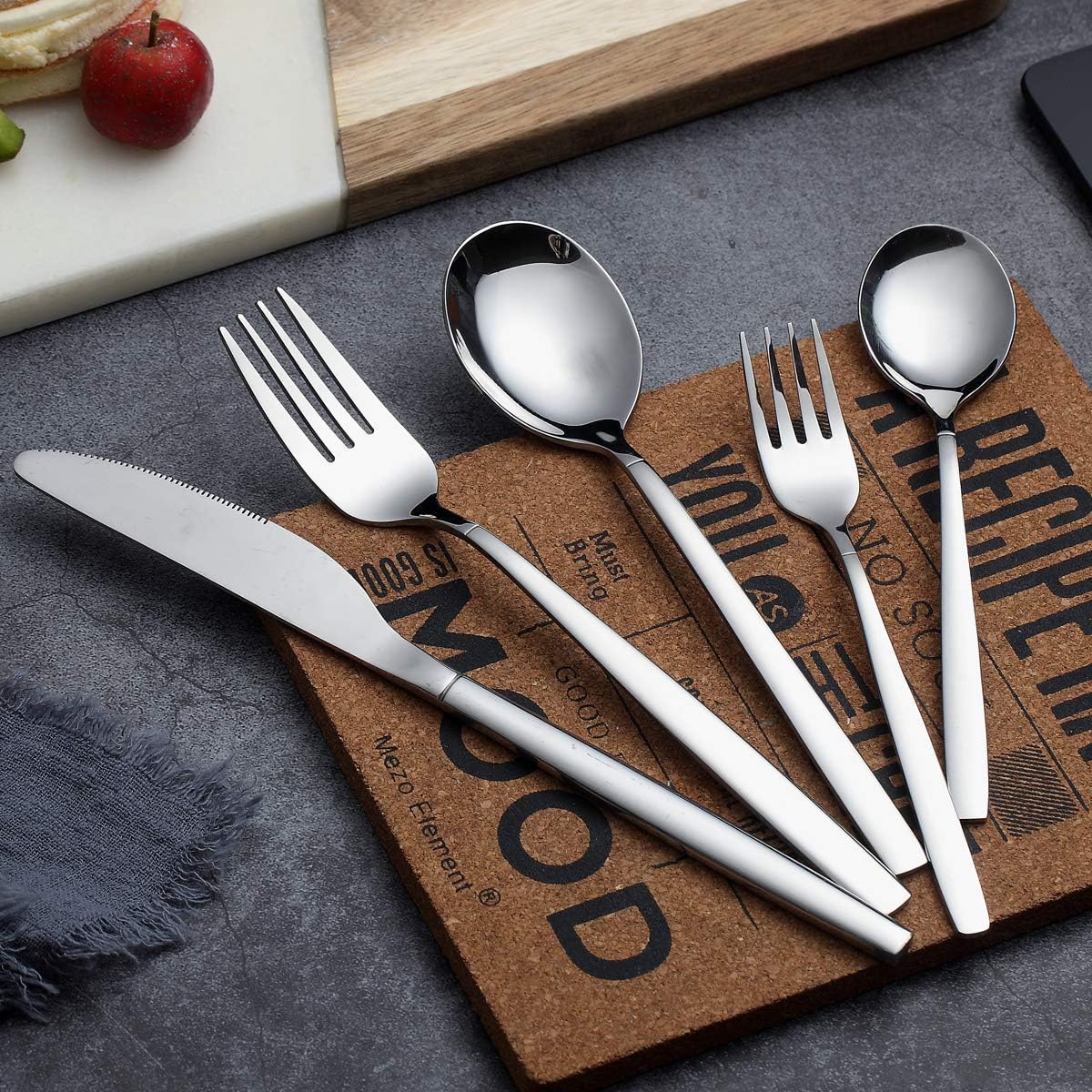 Edelstahl Besteckset für 6 Personen (30-teilig), 07. Silber