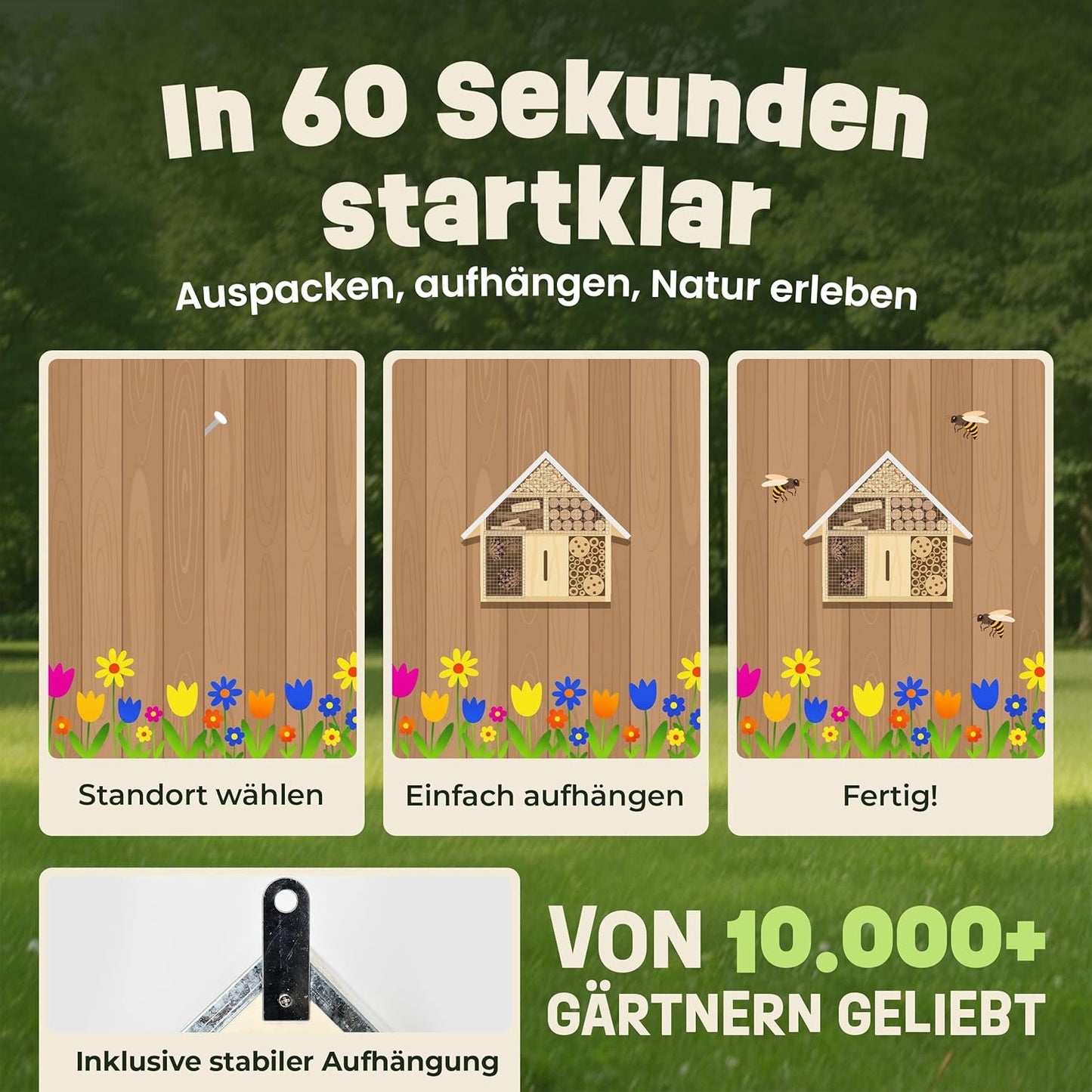 Kompaktes Insektenhotel mit Metalldach (27,3 cm), Kompaktes Insektenhotel – Metalldach (27,3 cm)