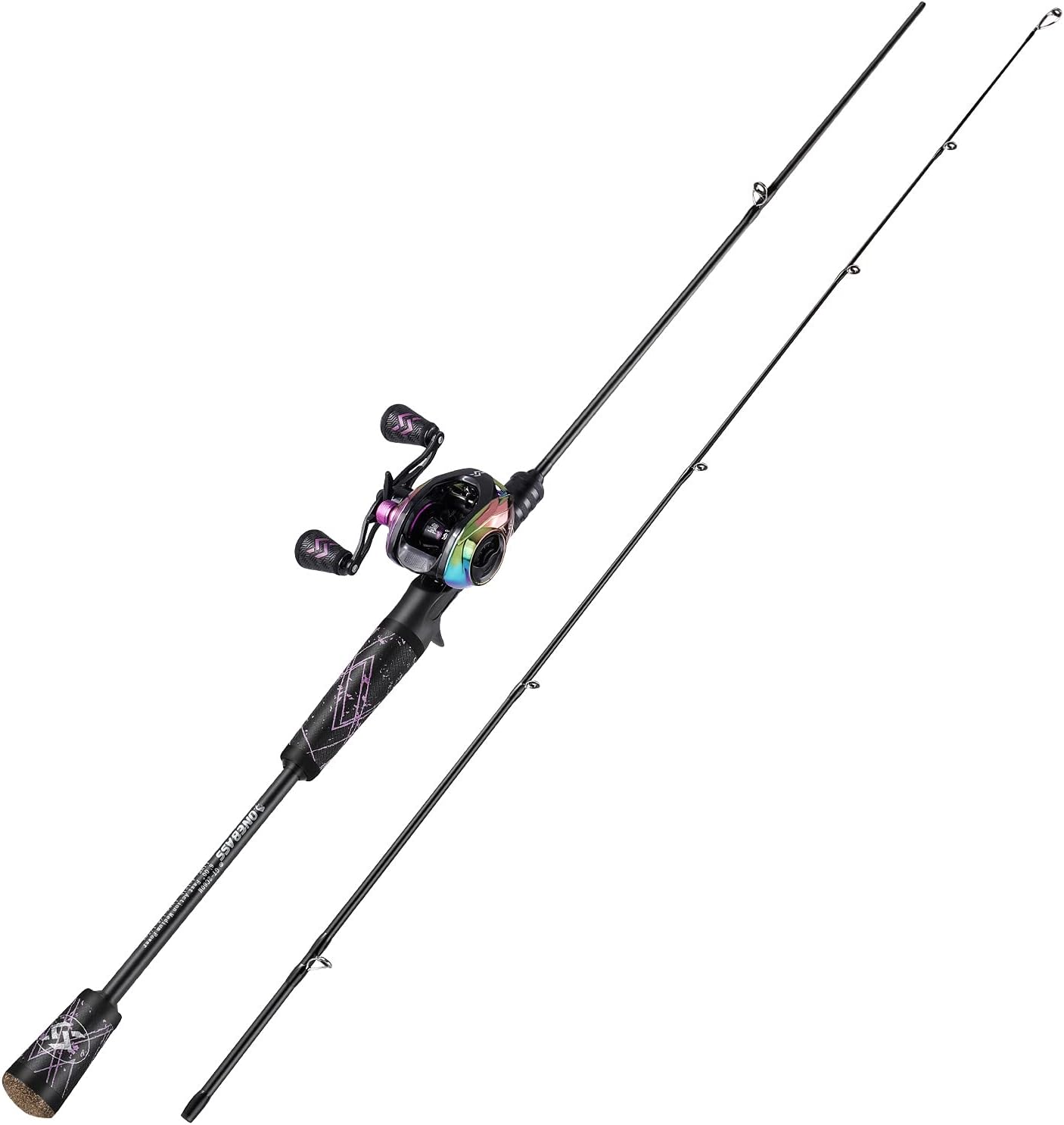 Baitcasting Angelruten-Kombi mit SuperPolymer-Griff, 6'0"Medium-2piece B-Casting-Kombi - Linkshänder