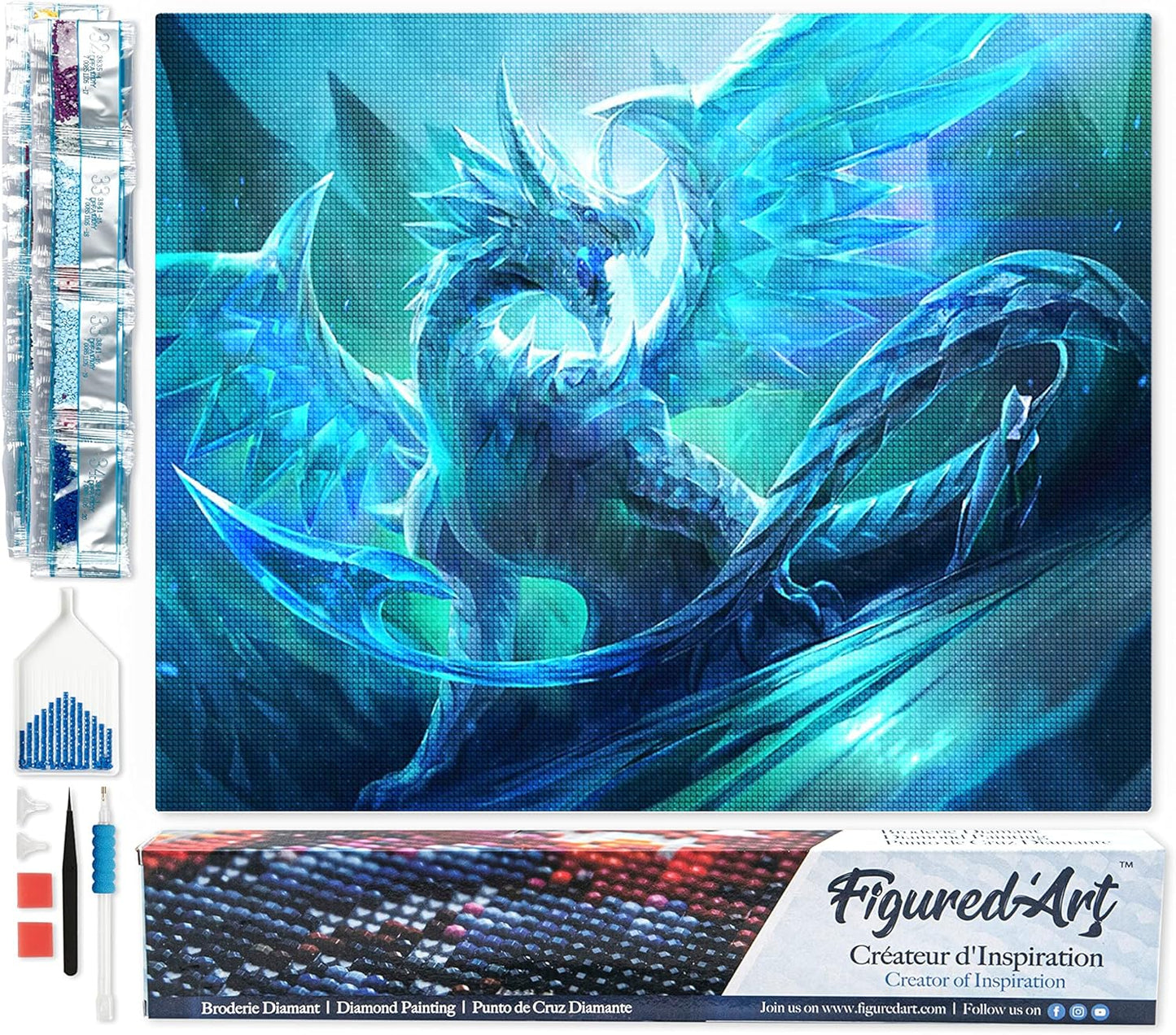 Diamond Painting, 40 x 50 cm, Drachen 40x50cm (Ohne Rahmen)