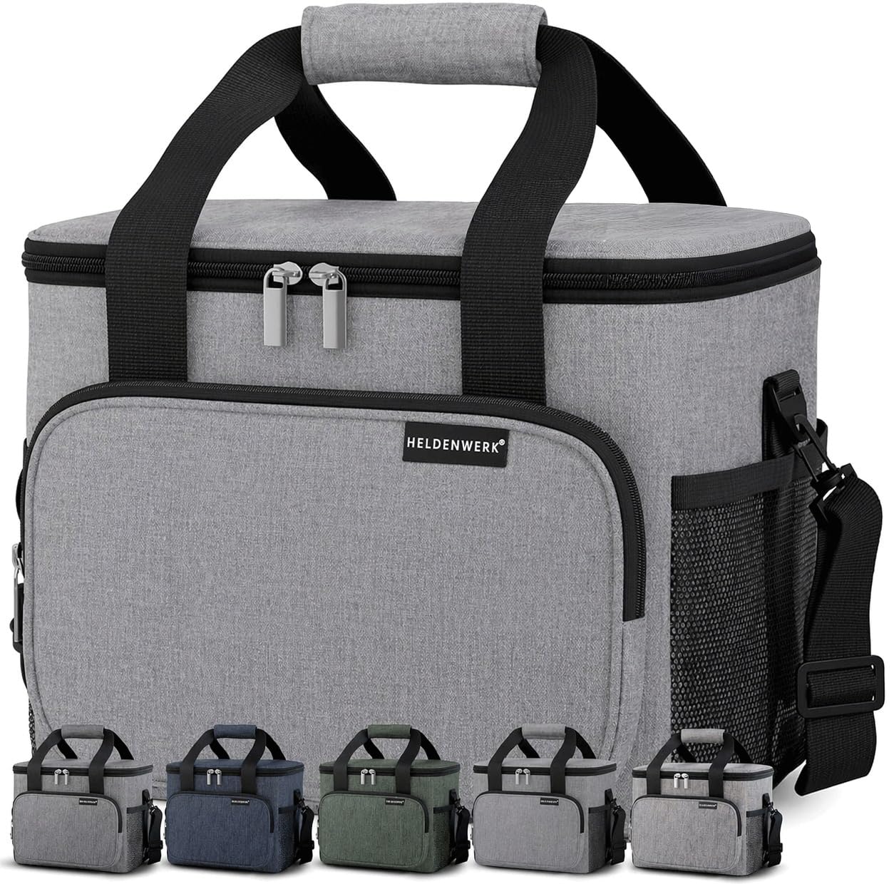 Faltbare Kühltasche mit Flaschenöffner & verstärktem Boden, Hellgrau 30L