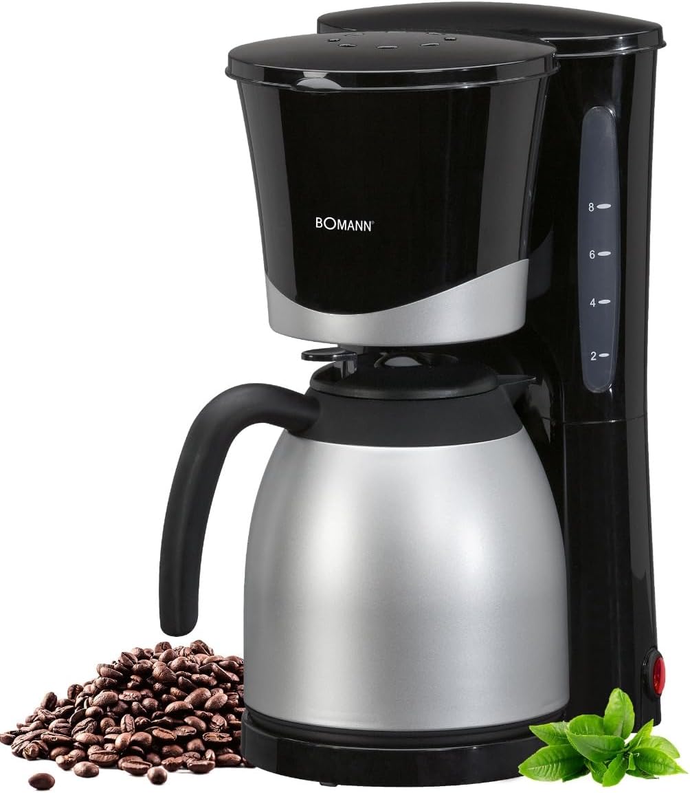 Filterkaffeemaschine mit Thermoskanne, Schwarz