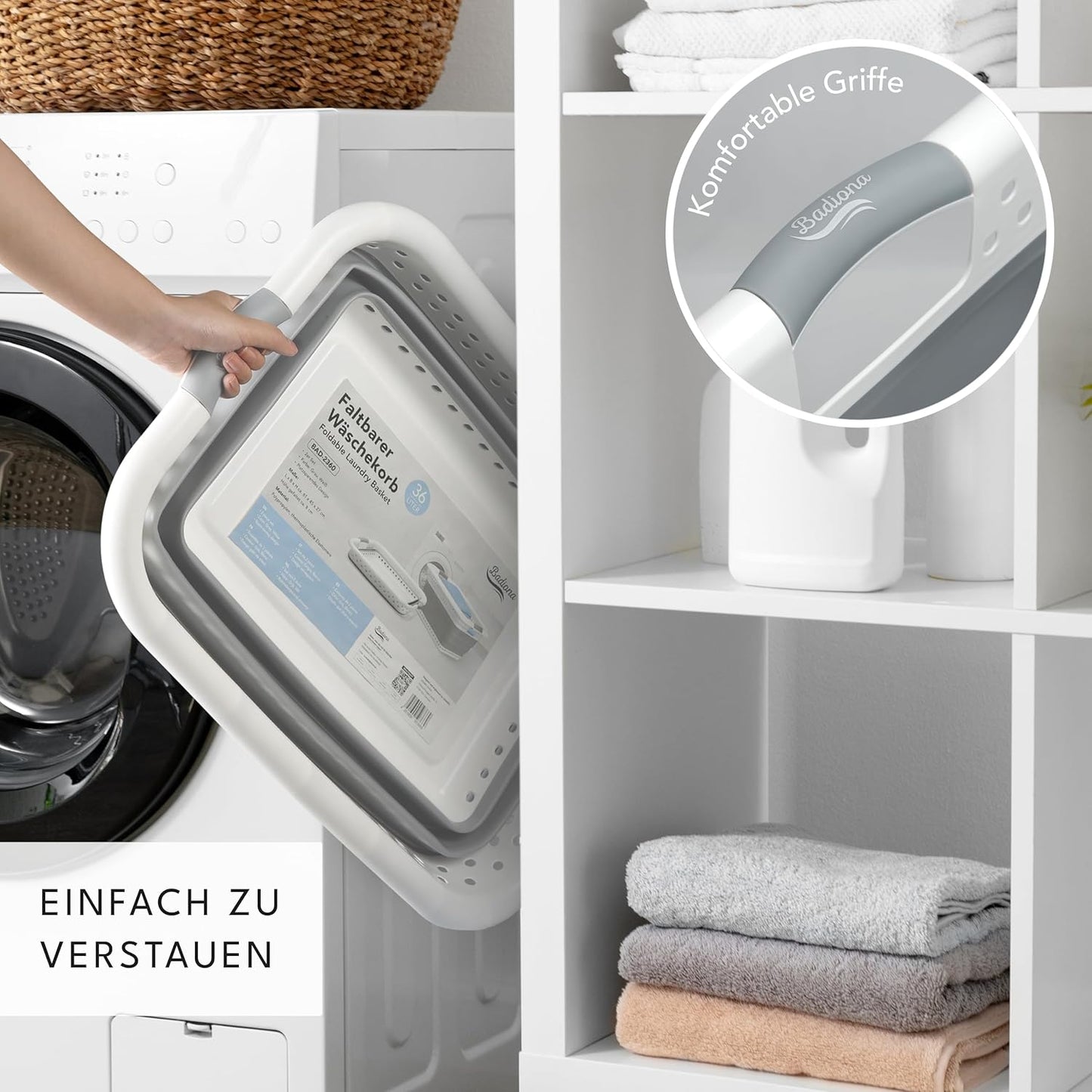 2er-Set Faltbarer Wäschekorb, Grau