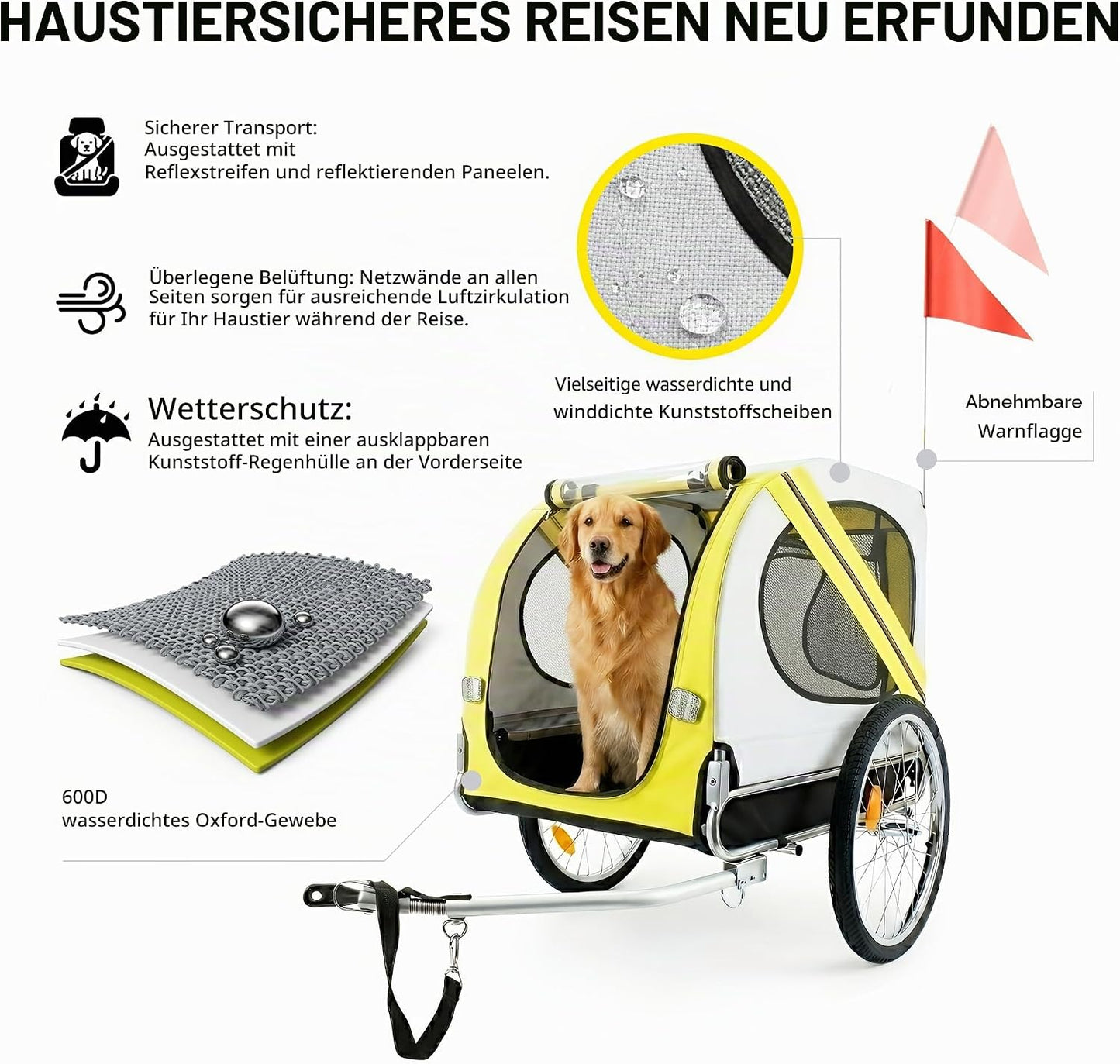 Hundefahrradanhänger & Buggy klappbar mit Dachöffnung, grün