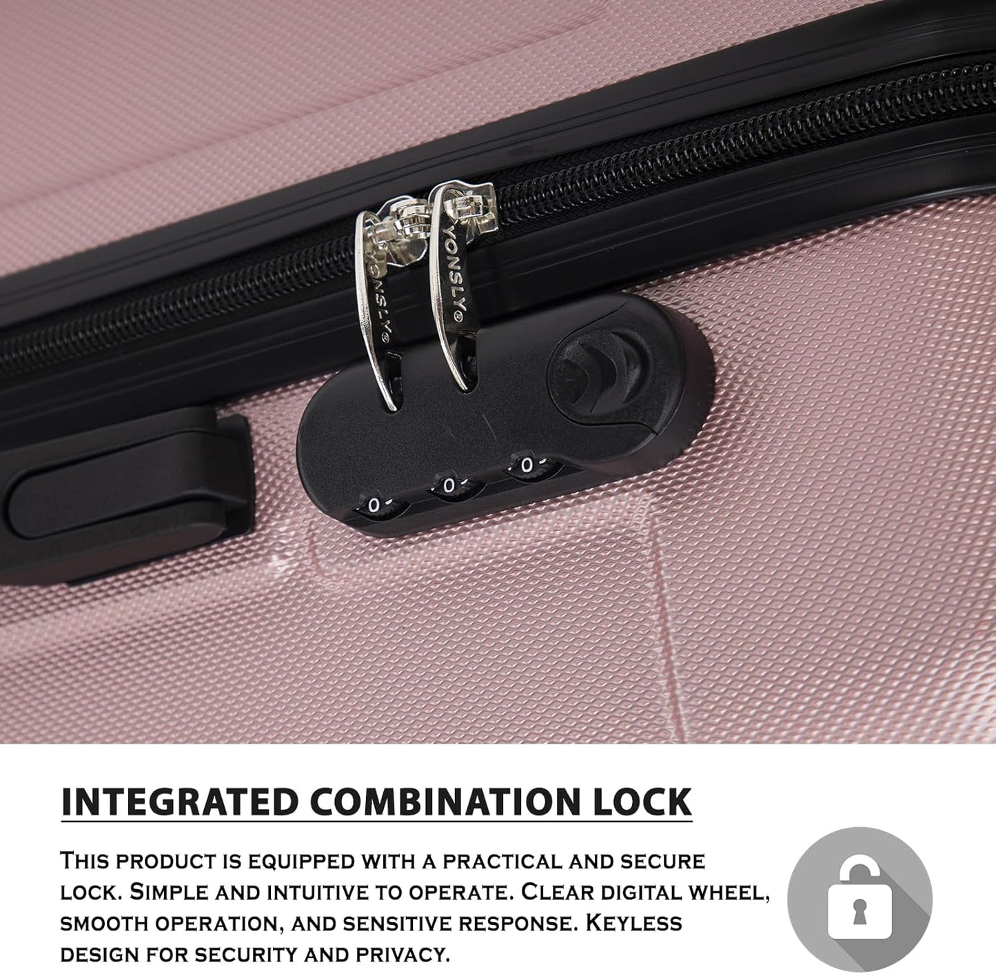 Hartschalen-Handgepäckkoffer mit Zahlenschloss, M (55cm-40L) YS2G1 Roségold