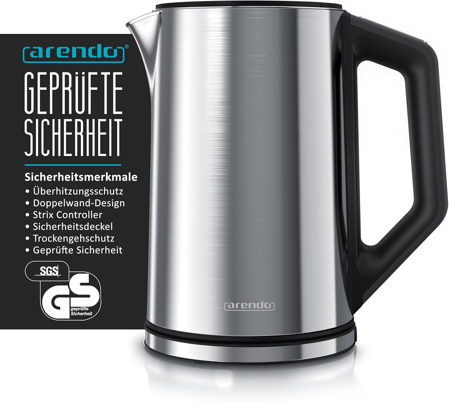 Wasserkocher mit Temperatureinstellung, A: Silber