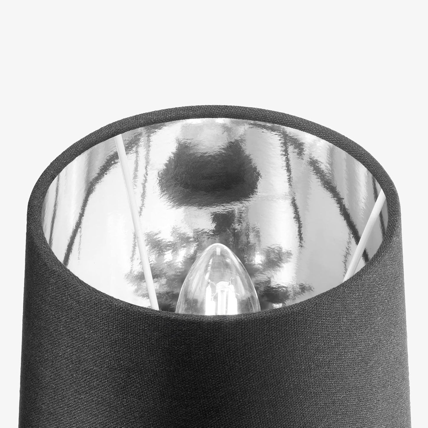 2er-Set Lampenschirm für Tischlampen, Schwarzes Leinen / Silberne Folie