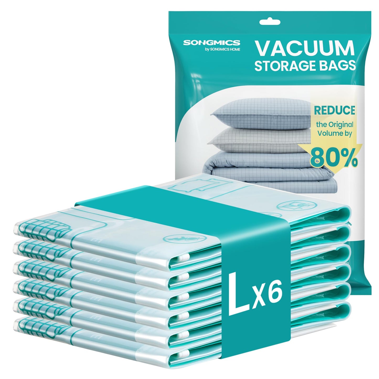 6-teiliges Vakuumbeutel-Set für Kleidung, 6 Beutel (L)
