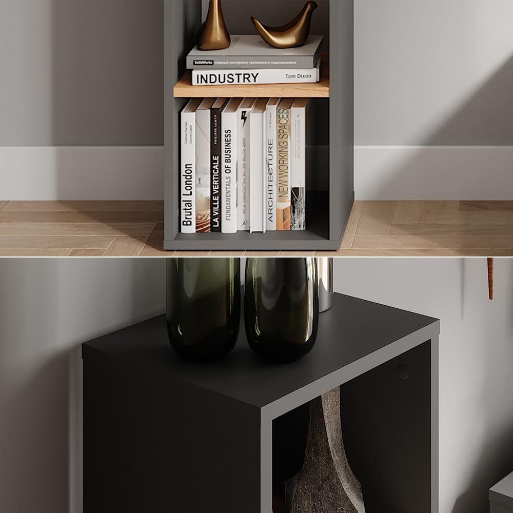 Standregal Orlando, Anthrazit/Goldkraft Eiche 80 x 30 cm