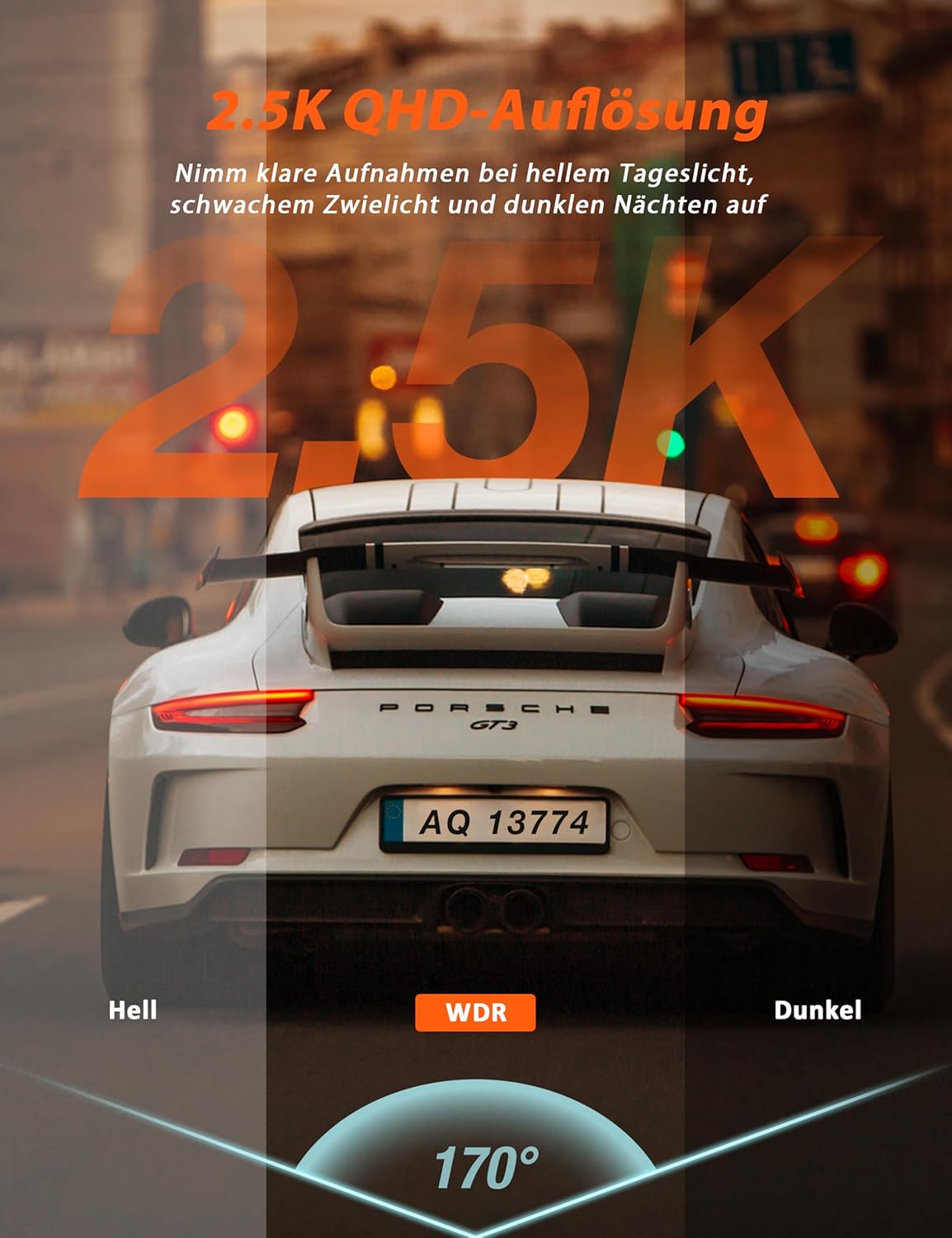 2,5K Dashcam mit WiFi und Nachtsicht