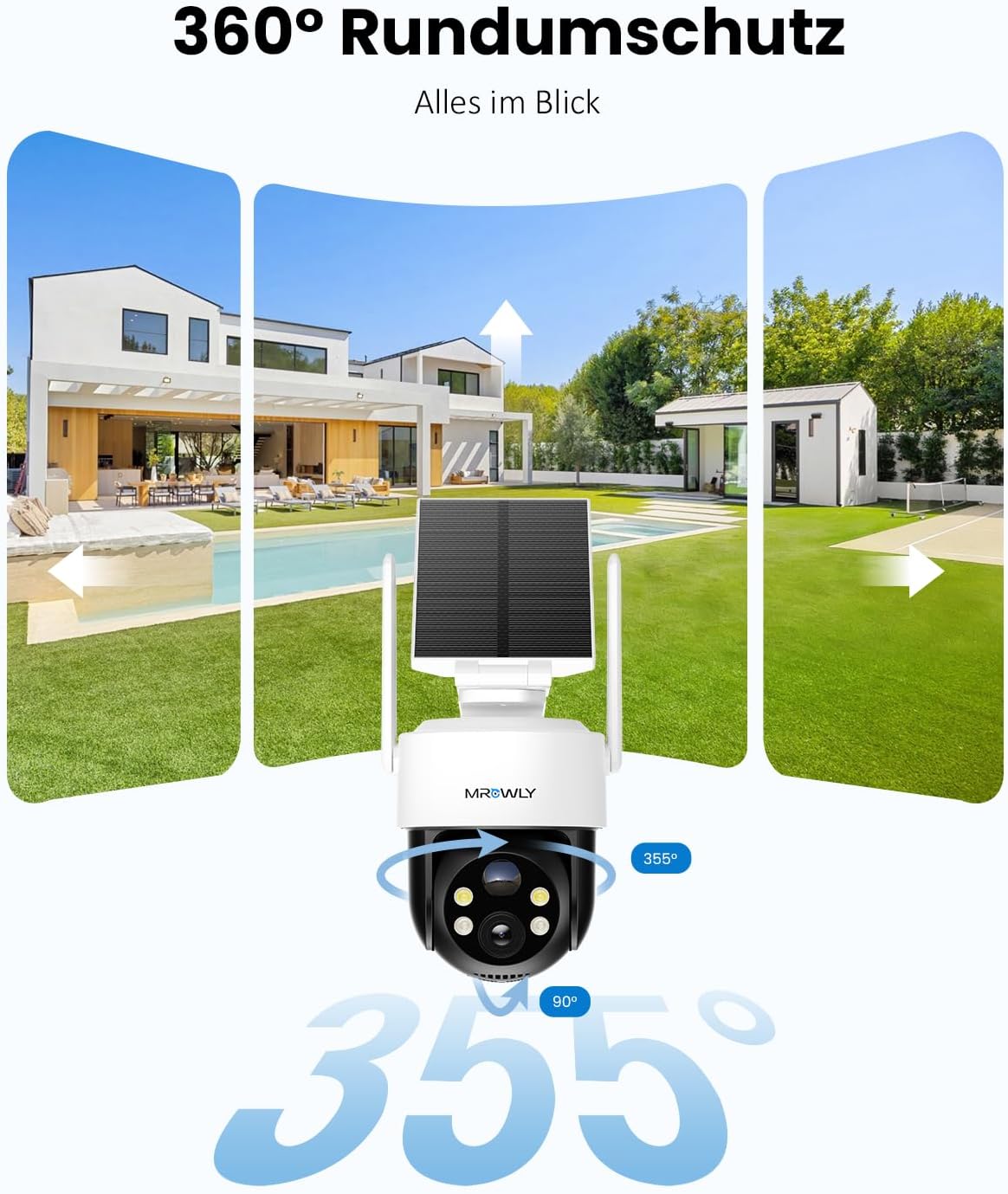 Überwachungskamera-Set mit Solarbetrieb, 2 Stück