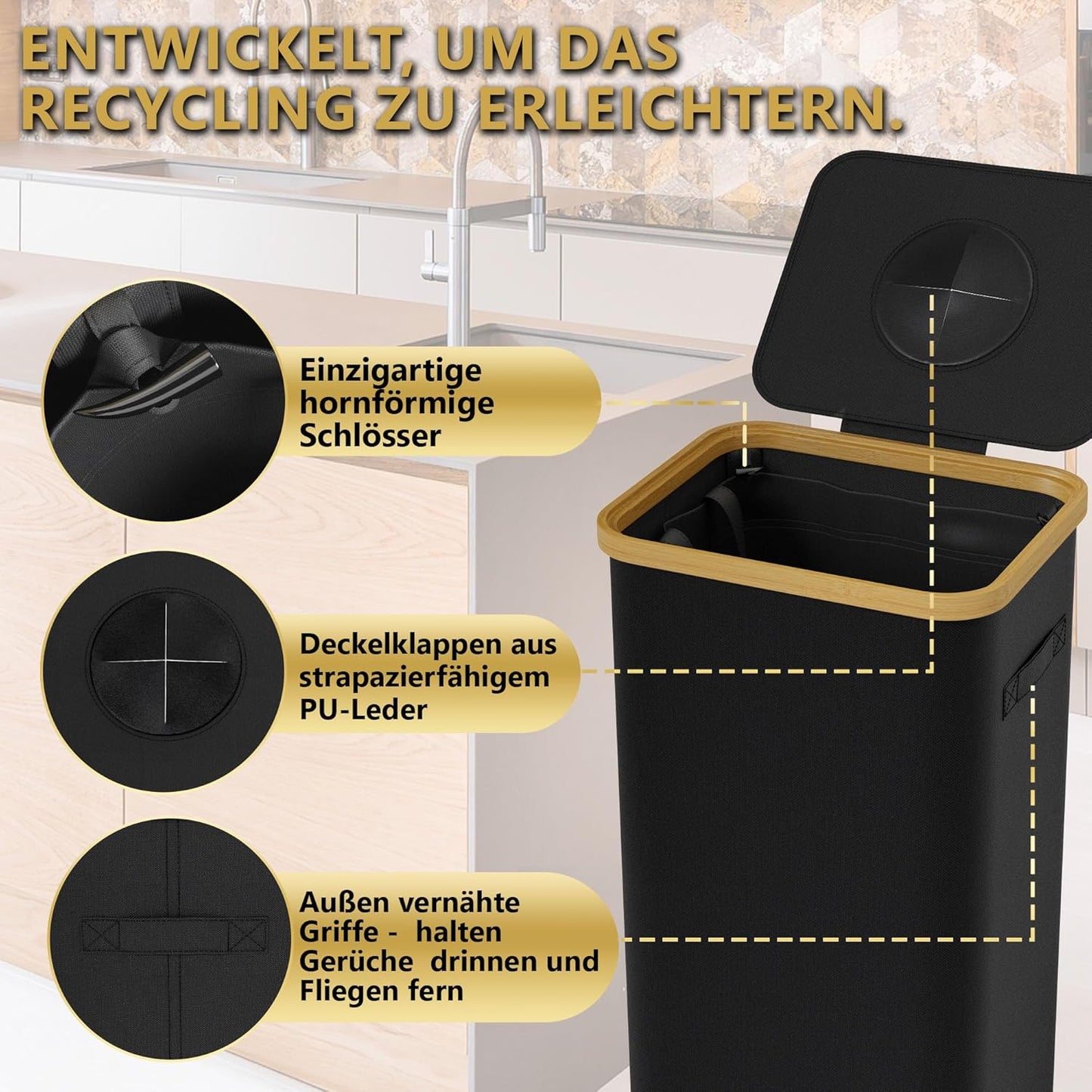 Leergut Sammelbehälter, 100L - Pfandflaschen - Schwarz