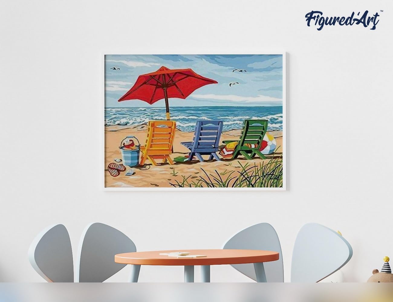 Malen nach Zahlen - Stühle am Strand, Stühle am Strand 40x50cm Mit Keilrahmen (nicht gespannt)